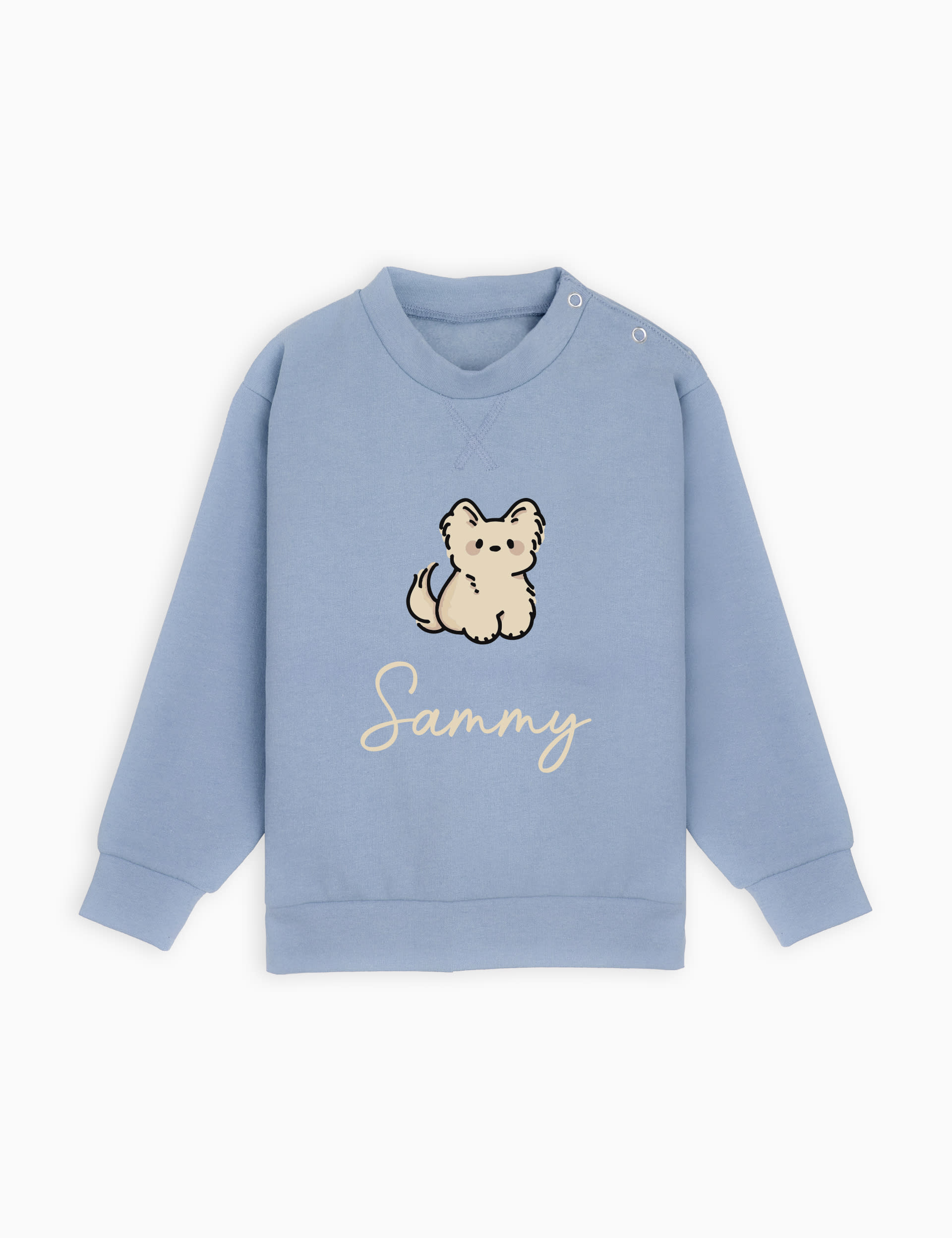 Dollymix Girls Personalised Puppy Sweatshirt (1-6 Yrs) - 6-12M - Blue, Blue