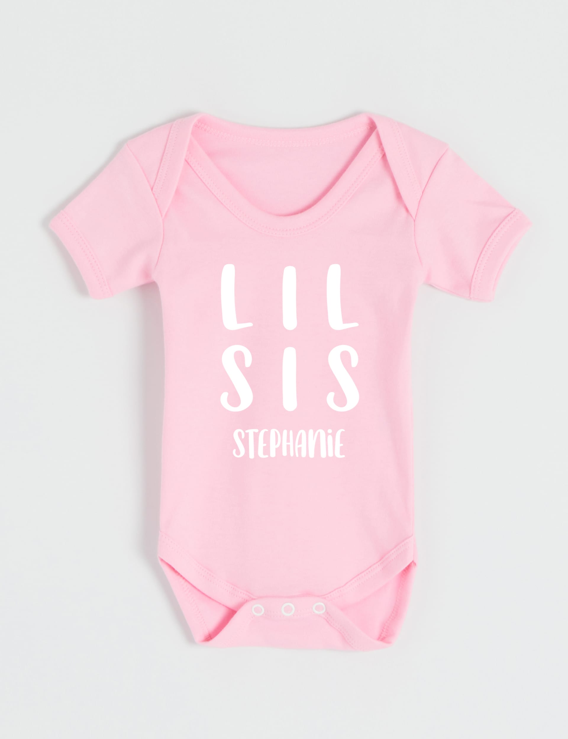 Dollymix Girls Personalised Lil Sibling Bodysuit (7lbs-6 Mths) - 3-6M - Pink, Blue,Pink