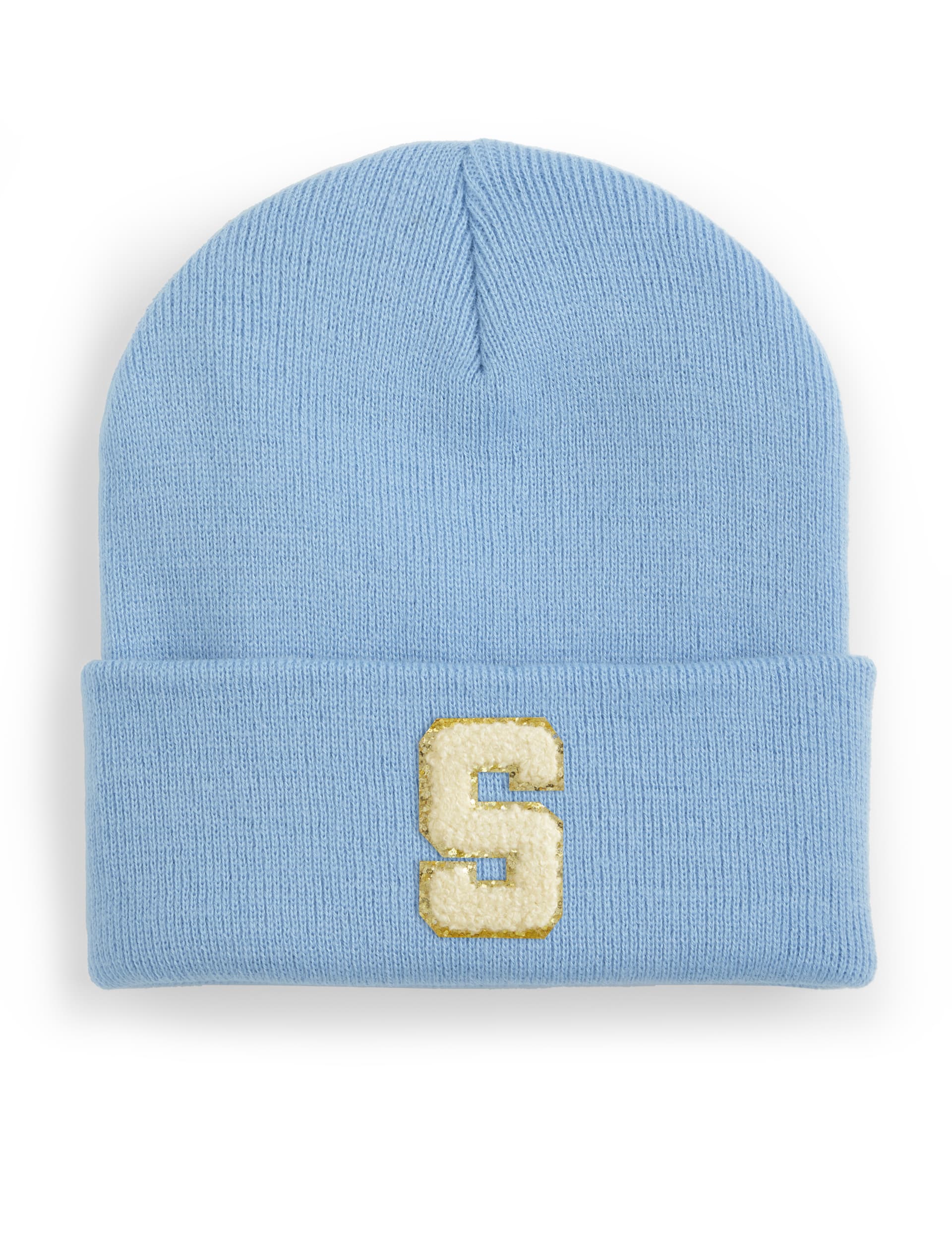 Alphabet Personalised Ladies Cuffed Beanie - Blue, Blue