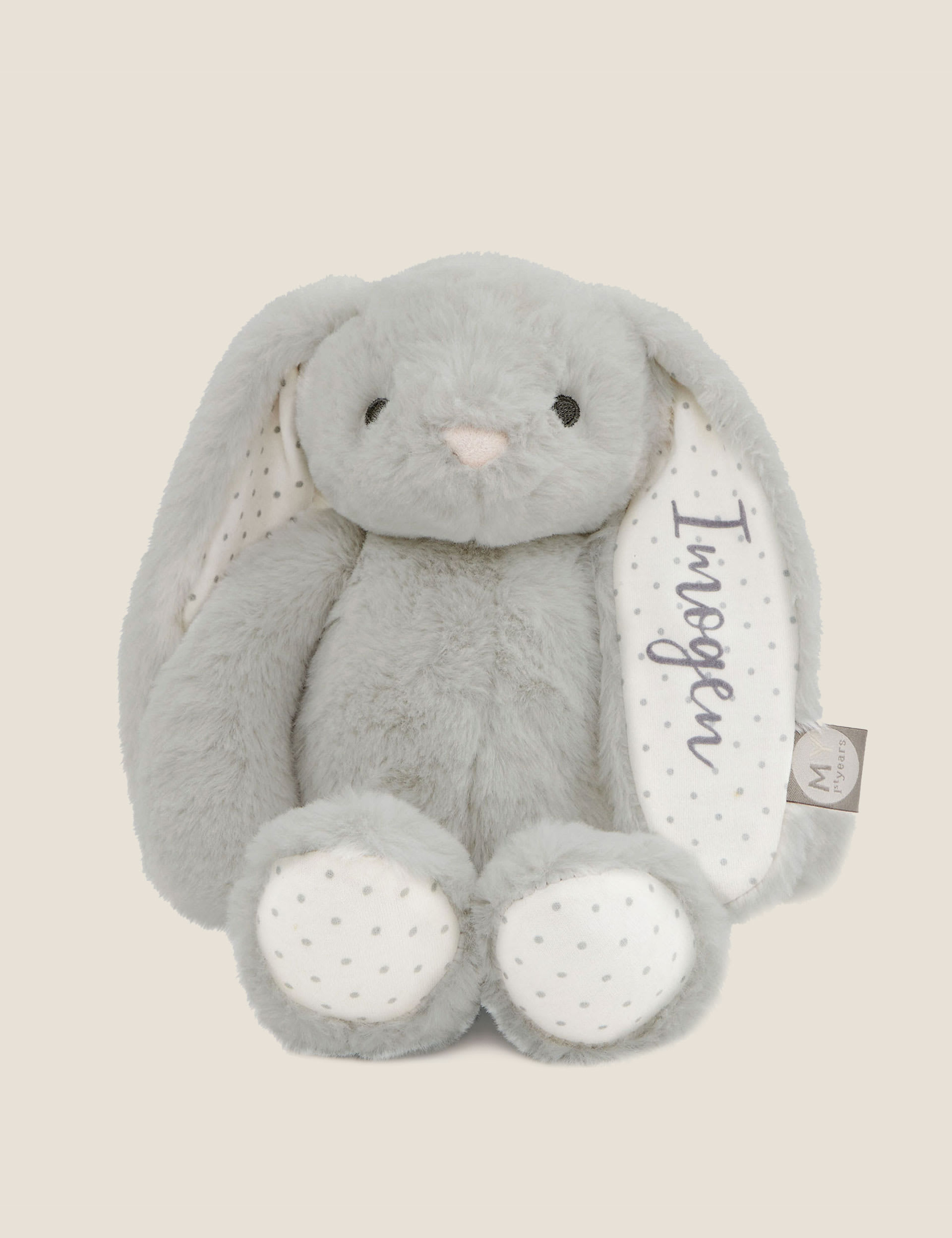 My 1St Years Personalised Bunny Soft Toy - Grey, White,Taupe,Pink,Grey