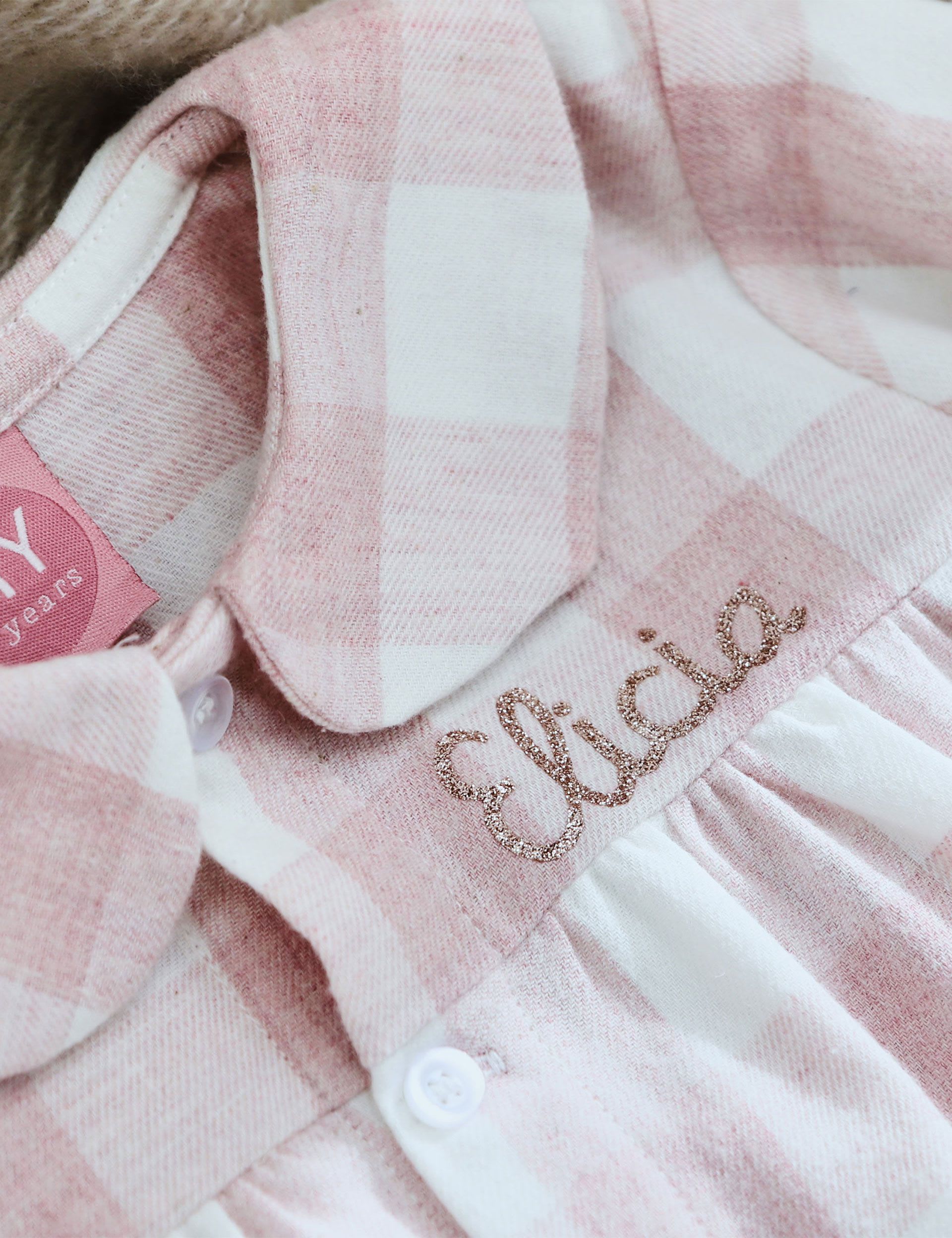 My 1St Years Girls Personalised Traditional Pink Checkered Pyjama Set (0-6 Yrs) - 3-4 Y - Pink Mix, 