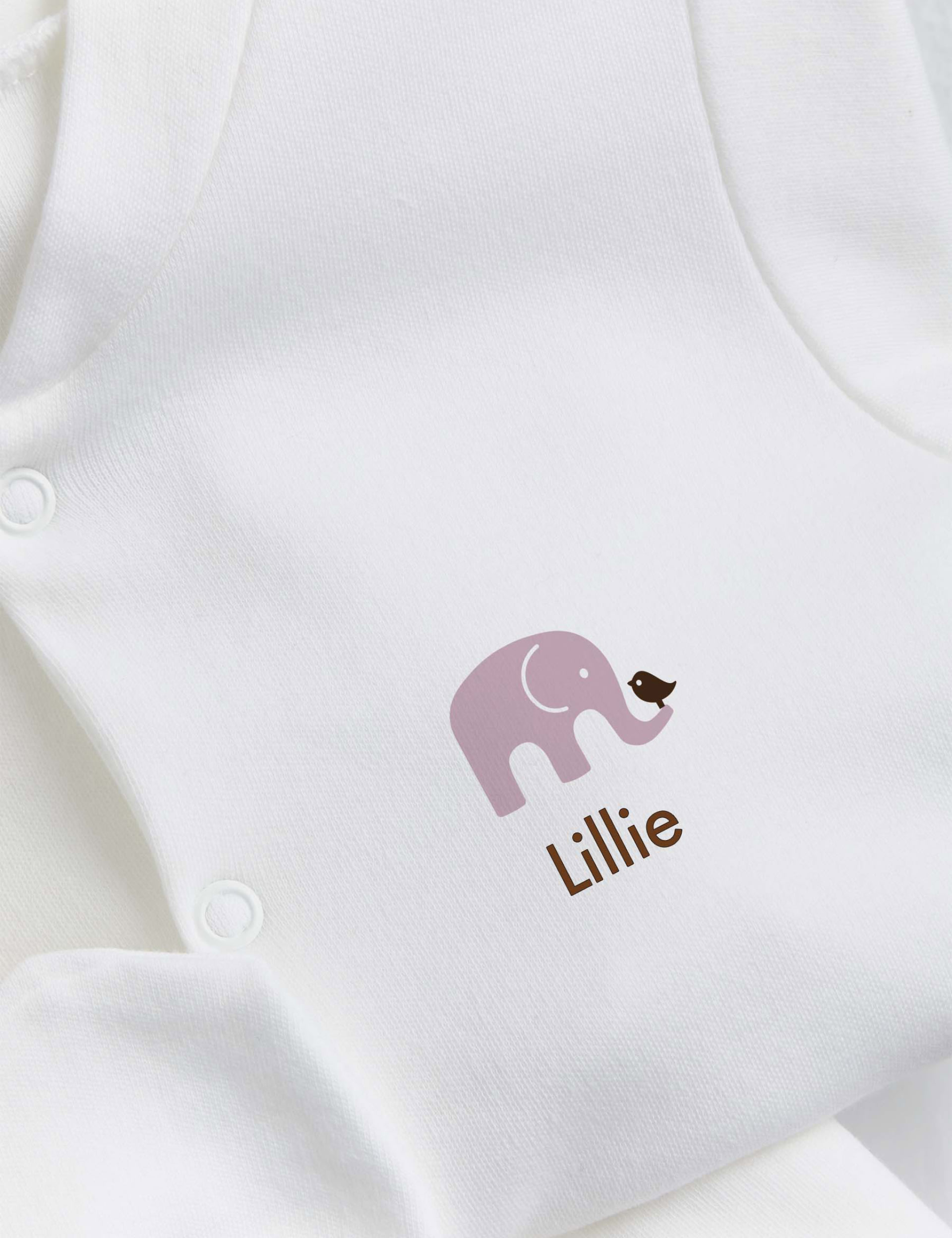 Molly & Monty Personalised Elephant Starter Set (0-1 Yrs) - 0-3 M - White, White