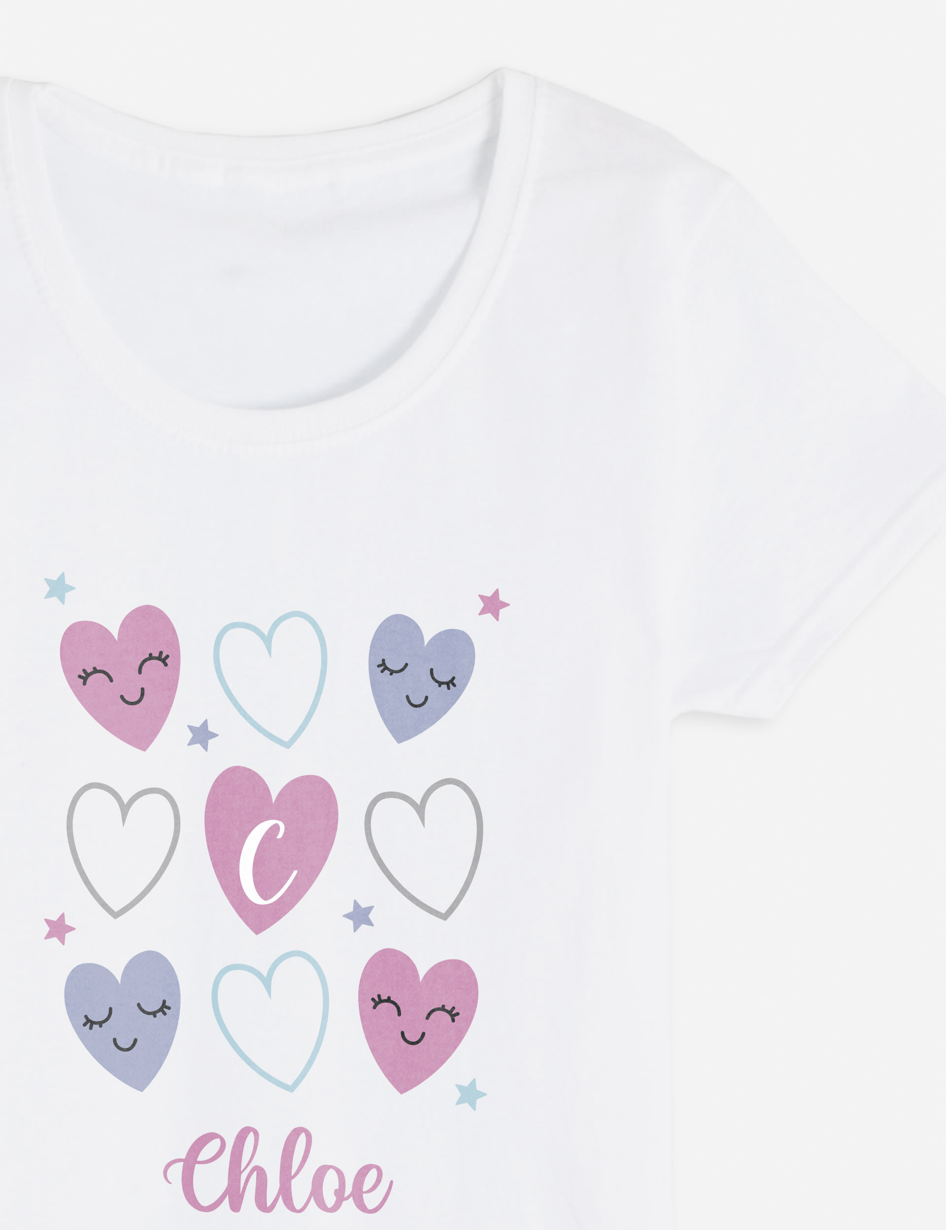 Dollymix Girls Personalised Heart Pyjamas (5-12 Yrs) - 5-6Y - Grey Mix, Grey Mix