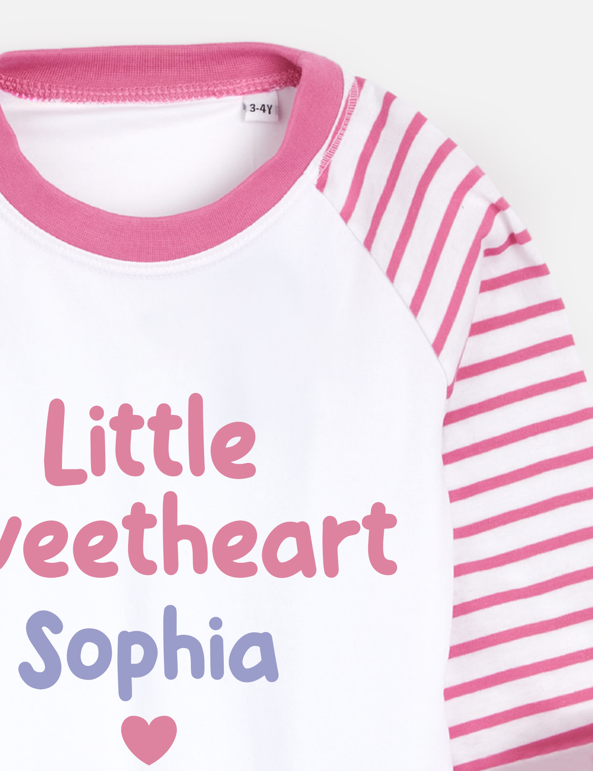 Dollymix Girls Personalised Sweetheart Pyjamas (0-4 Yrs) - 0-6M - Pink Mix, Pink Mix