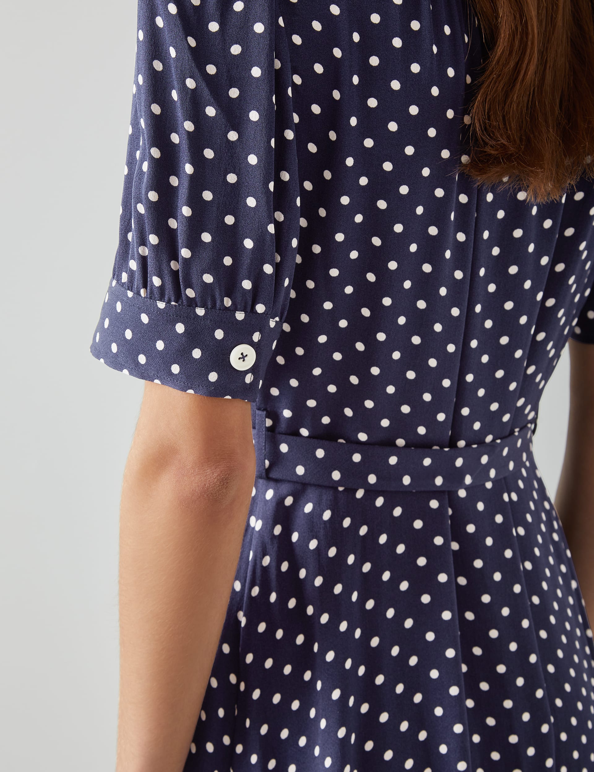 Lk Bennett Women's Polka Dot Midi Shirt Dress - 8 - Navy Mix, Navy Mix