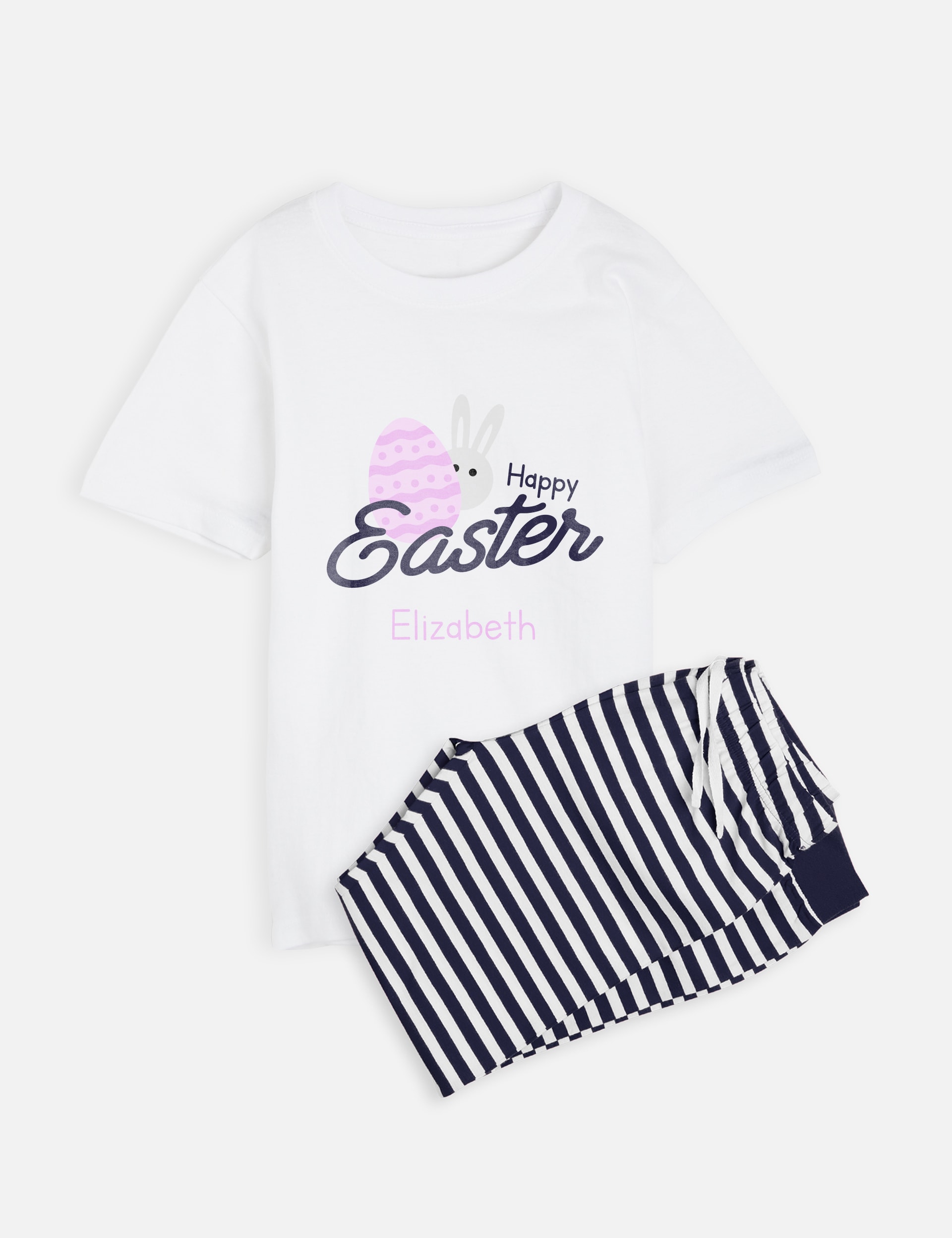 Dollymix Personalised Girls Happy Easter Pyjamas (5-12 Yrs) - 9-10Y - White Mix, White Mix