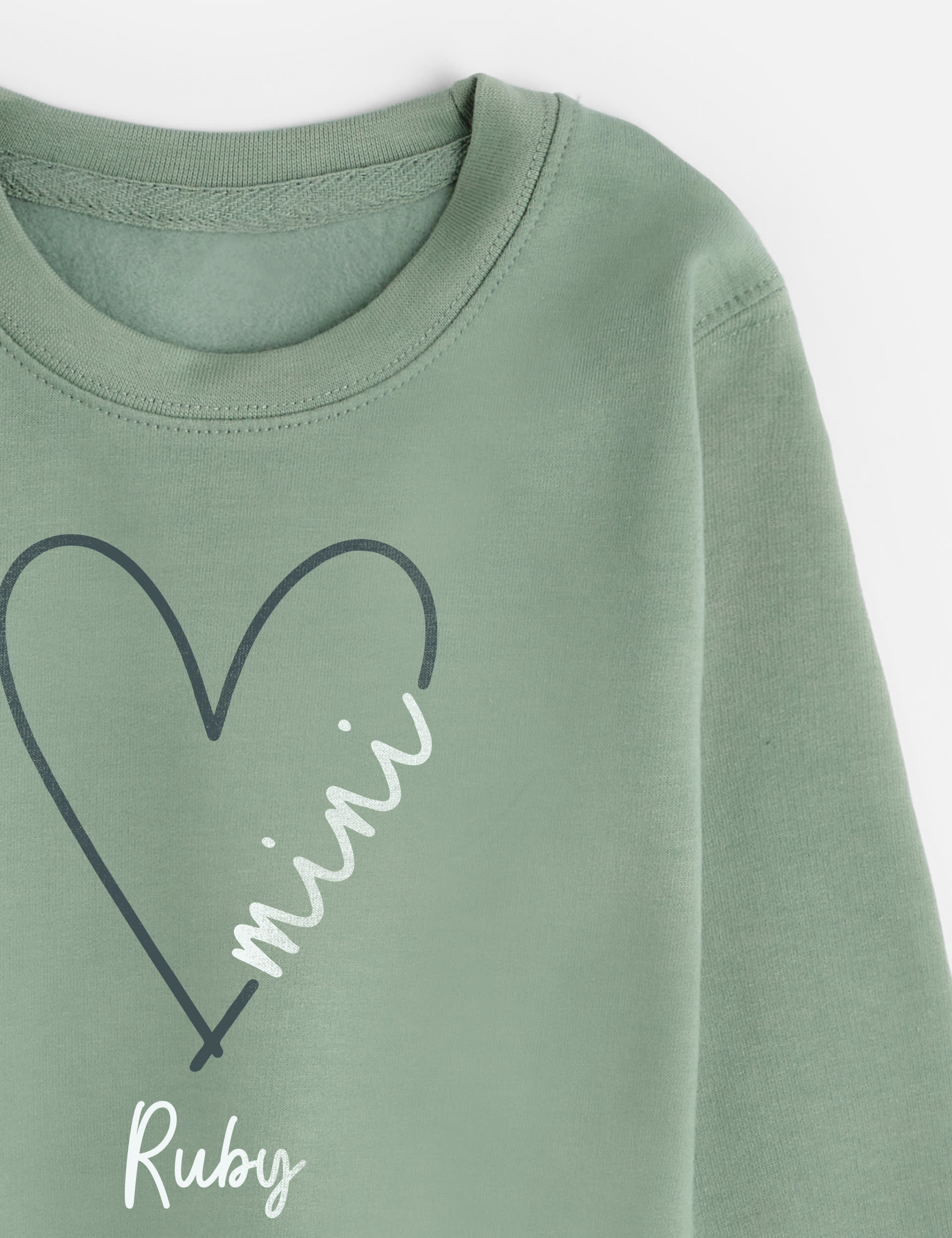 Dollymix Personalised Kids Heart Mini Sweatshirt (1-11 Yrs) - 1-2Y - Green Mix, Green Mix