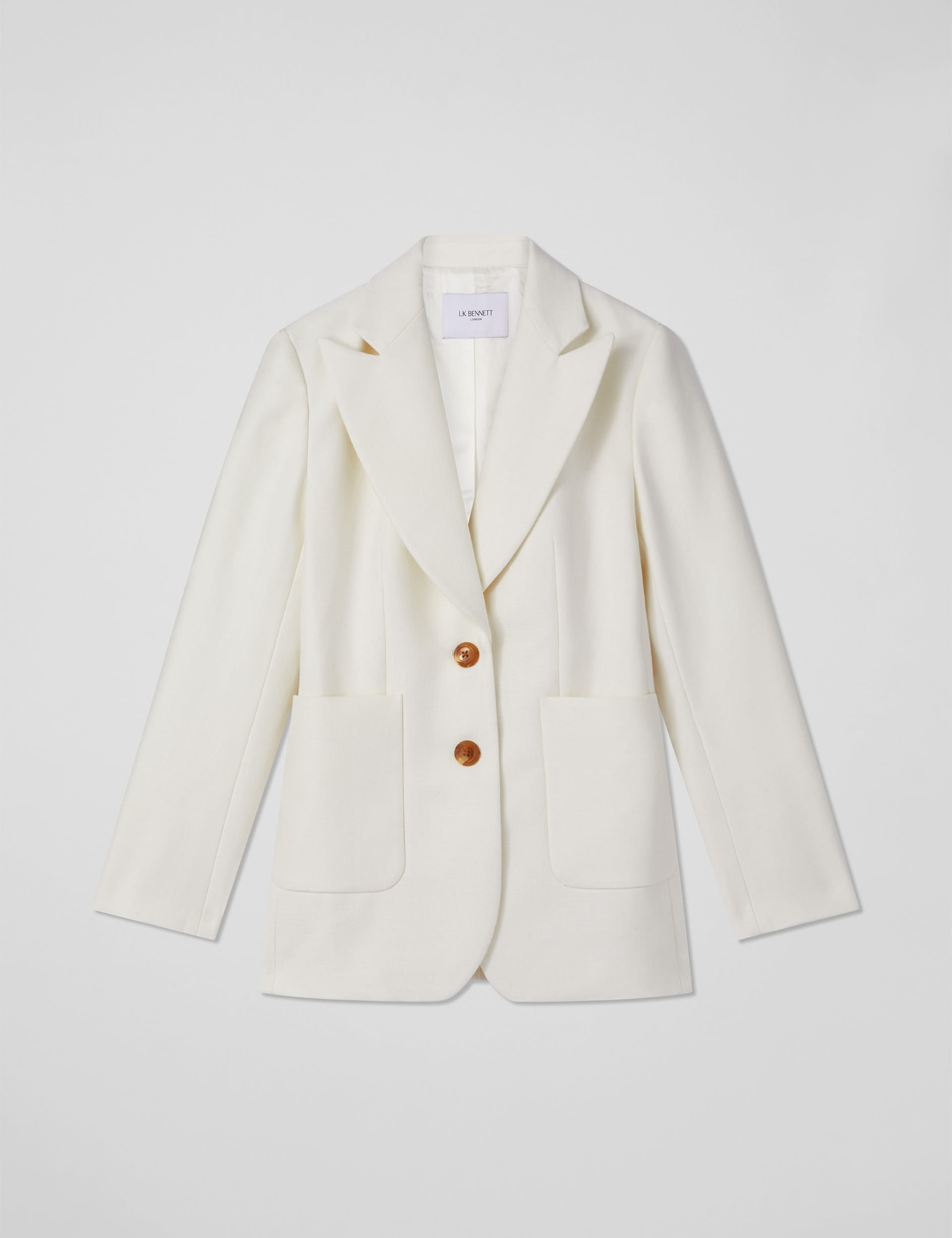 Lk Bennett Women's Pure Cotton Single Breasted Blazer - 10PET - Cream, Cream