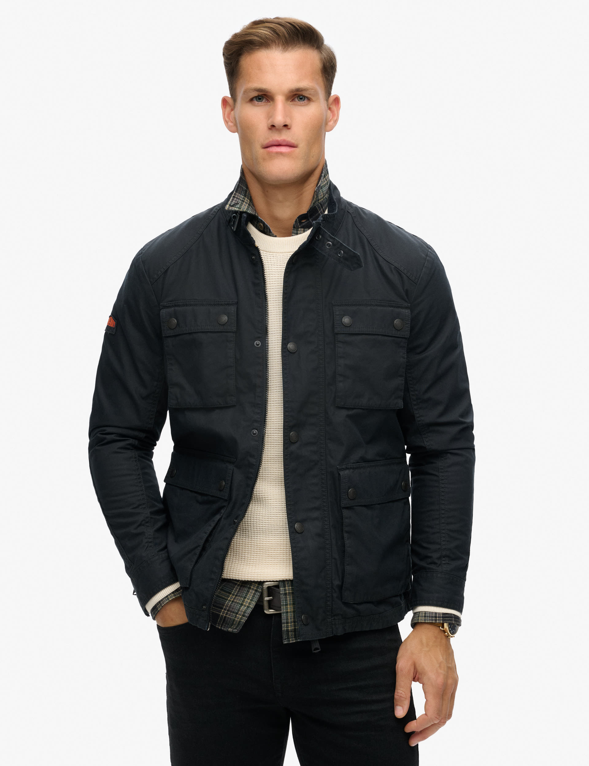 Superdry Men's Pure Cotton Wax Jacket - XXL - Navy, Navy,Olive