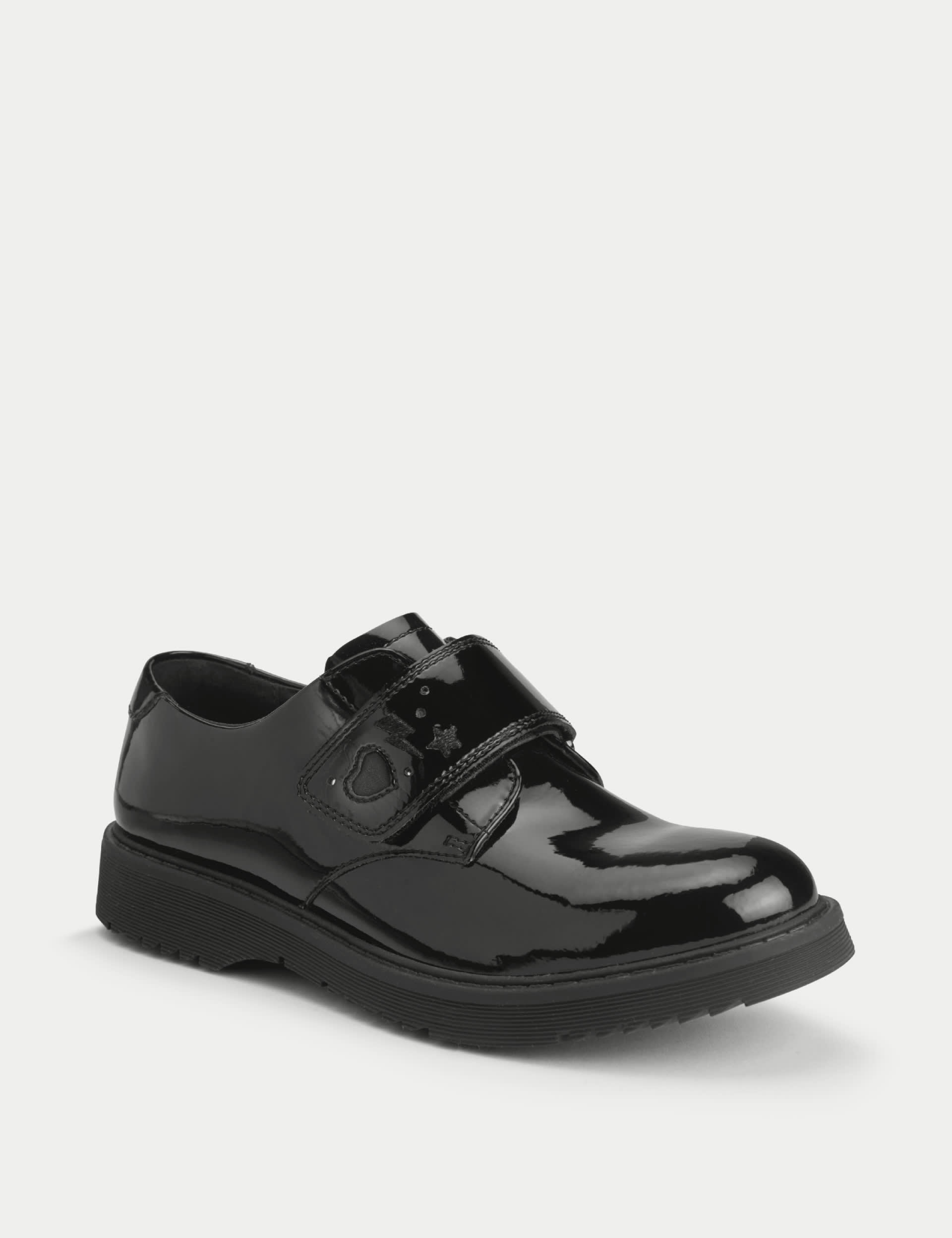 Start-Rite Kids Patent Leather Riptape Shoes (12.5 Small - 4 Large) - 2.5 LWDE - Black, Black