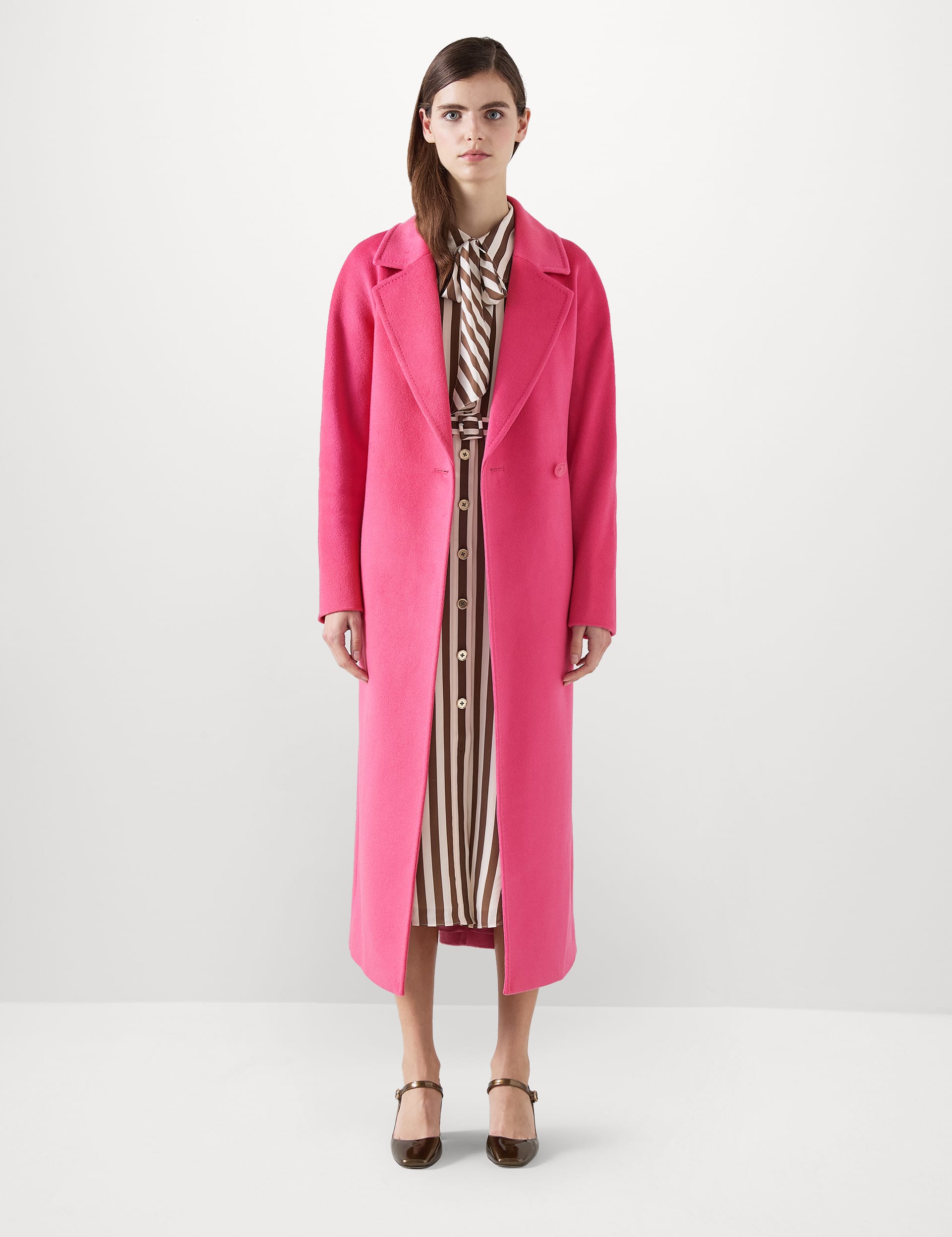 Lk Bennett Women's Pure Wool Longline Wrap Coat - 16REG - Pink, Pink