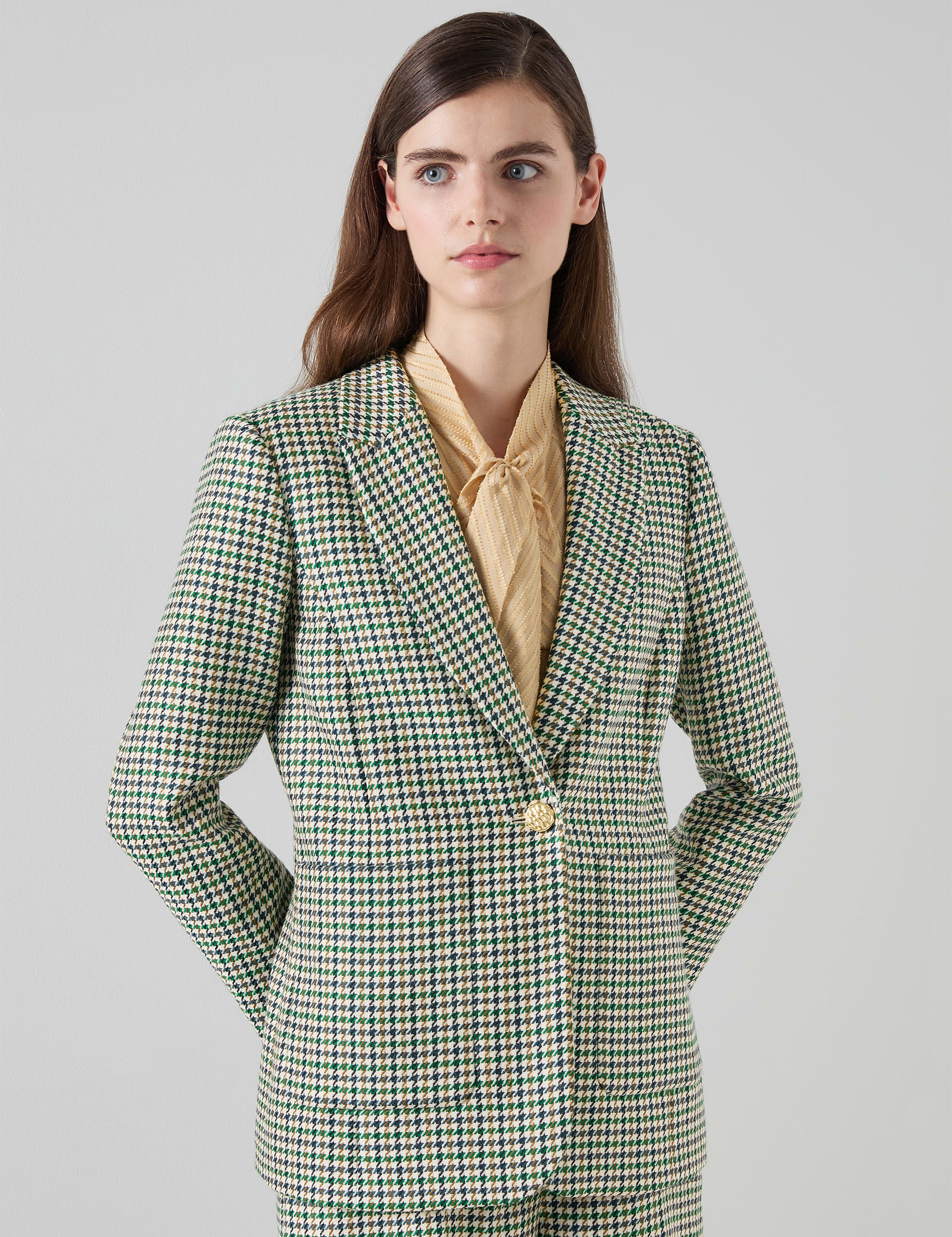 Lk Bennett Women's Pure Wool Checked Blazer - 14 - Multi, Multi