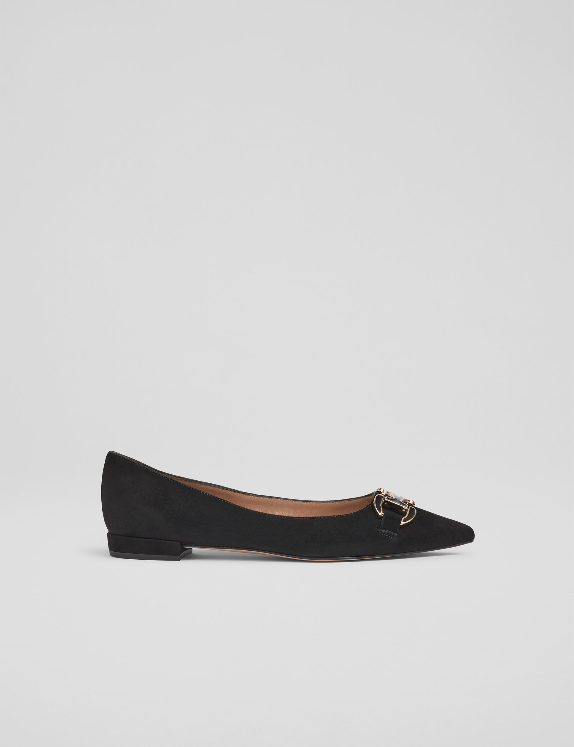 Lk Bennett Women's Suede Buckle Pointed Pumps - 7 - Black, Black