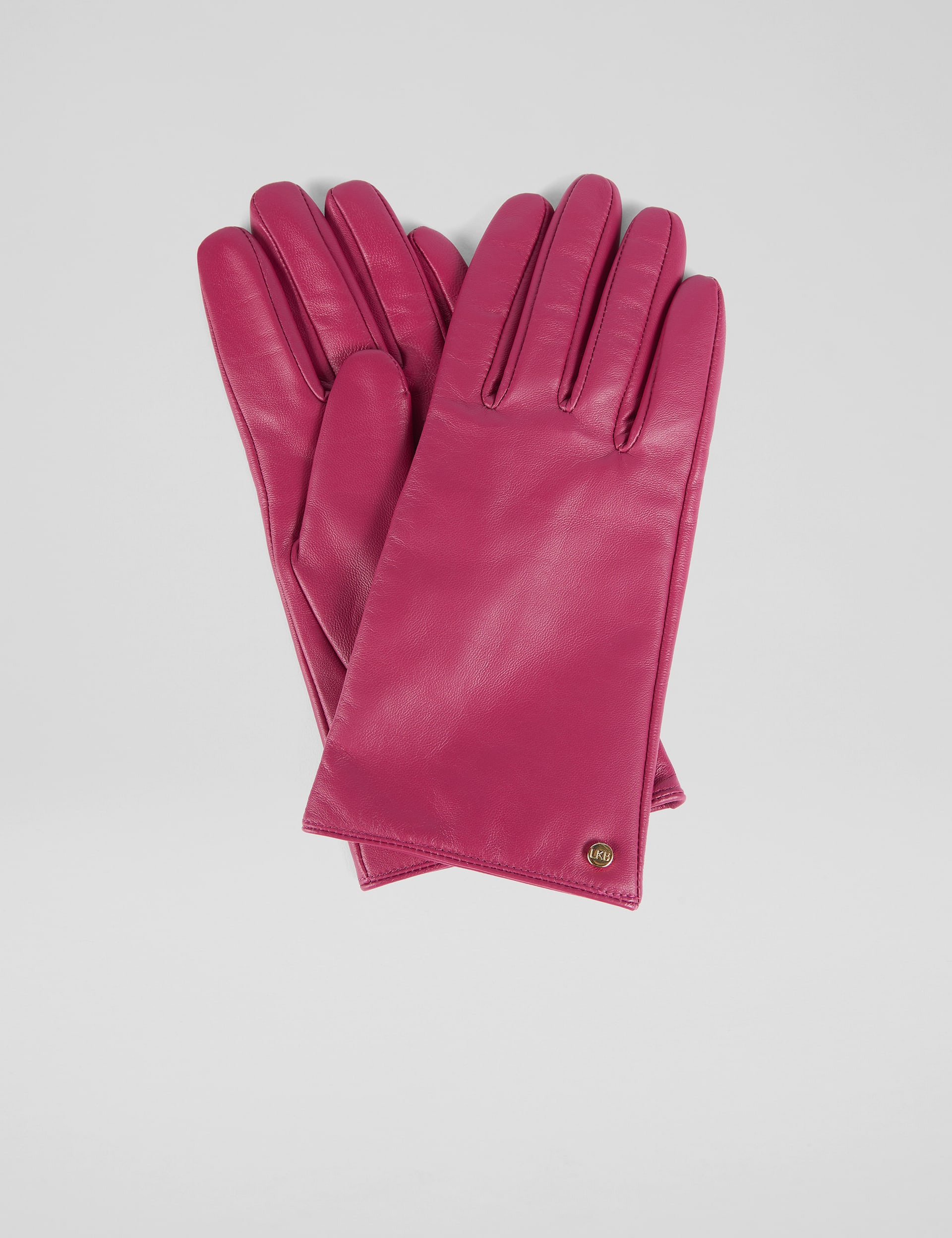 Lk Bennett Women's Leather Gloves - M-L - Pink, Pink