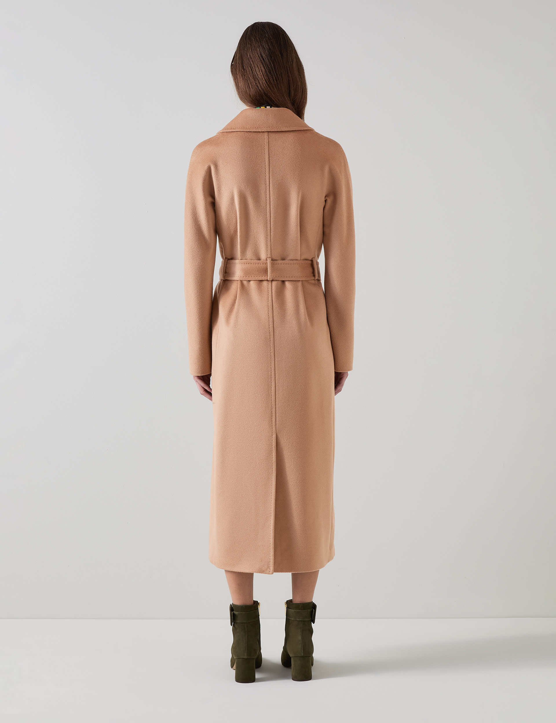 Lk Bennett Women's Pure Wool Belted Longline Coat - 12 - Camel, Camel