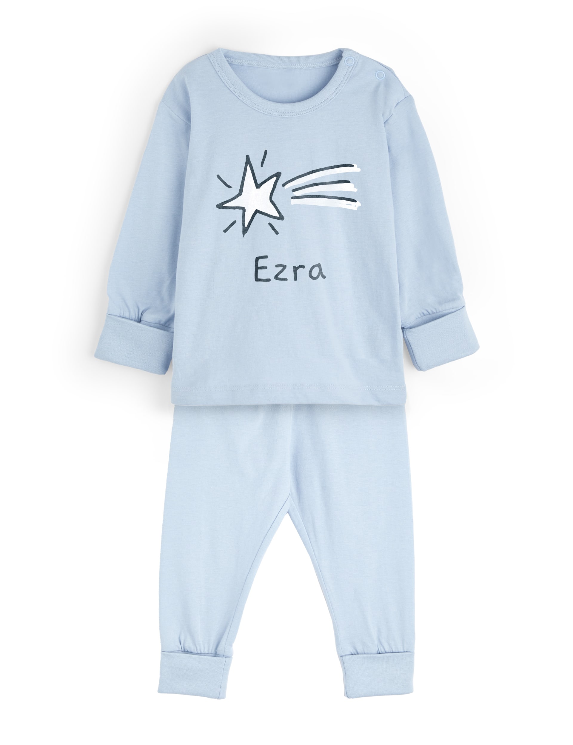 Dollymix Boys Personalised Star Pyjamas (6Mths - 3 Yrs) - 6-12M - Blue Mix, Blue Mix