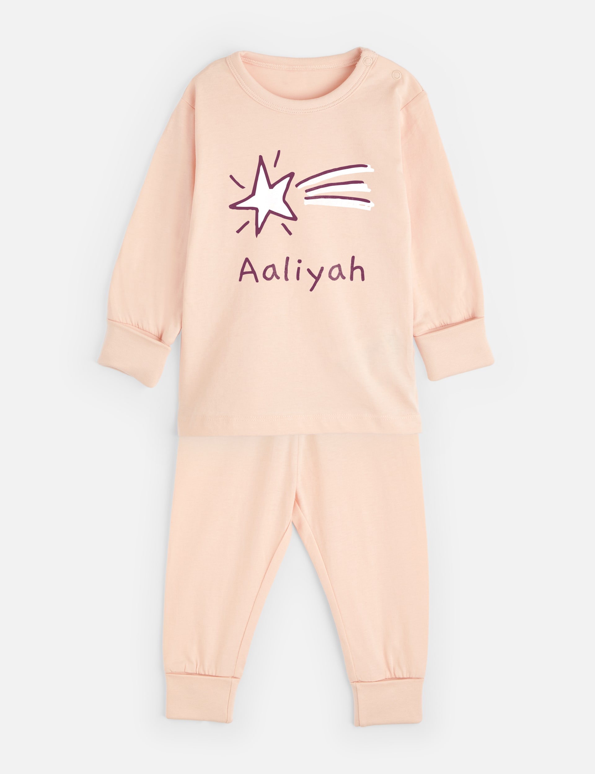 Dollymix Girls Personalised Star Pyjamas (6 Mths - 3 Yrs) - 6-12M - Pink Mix, Pink Mix