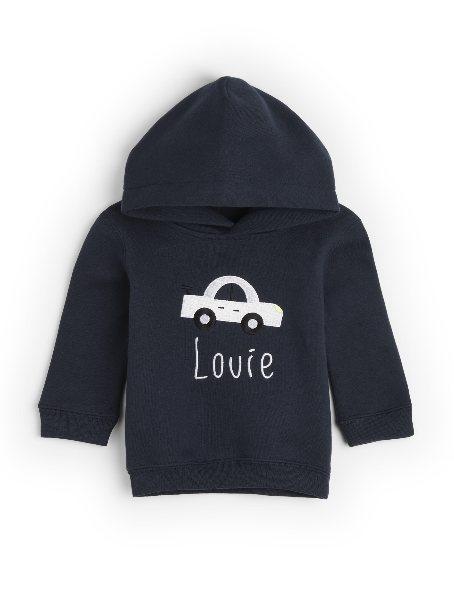 Dollymix Boys Personalised Car Hoodie (6-24 Mths) - 6-12M - Navy Mix, Navy Mix