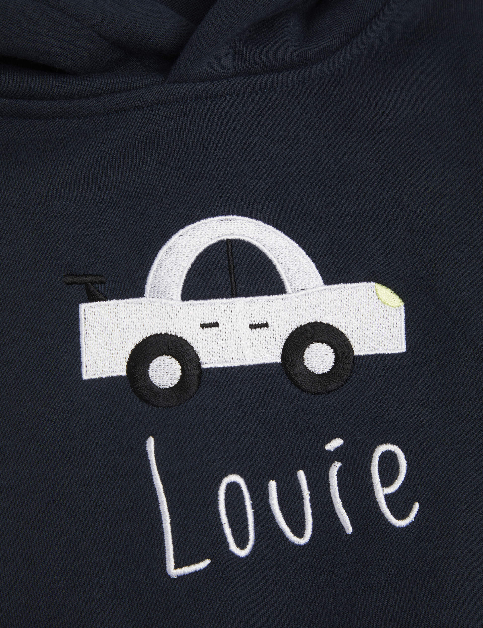 Dollymix Boys Personalised Car Hoodie (6-24 Mths) - 6-12M - Navy Mix, Navy Mix