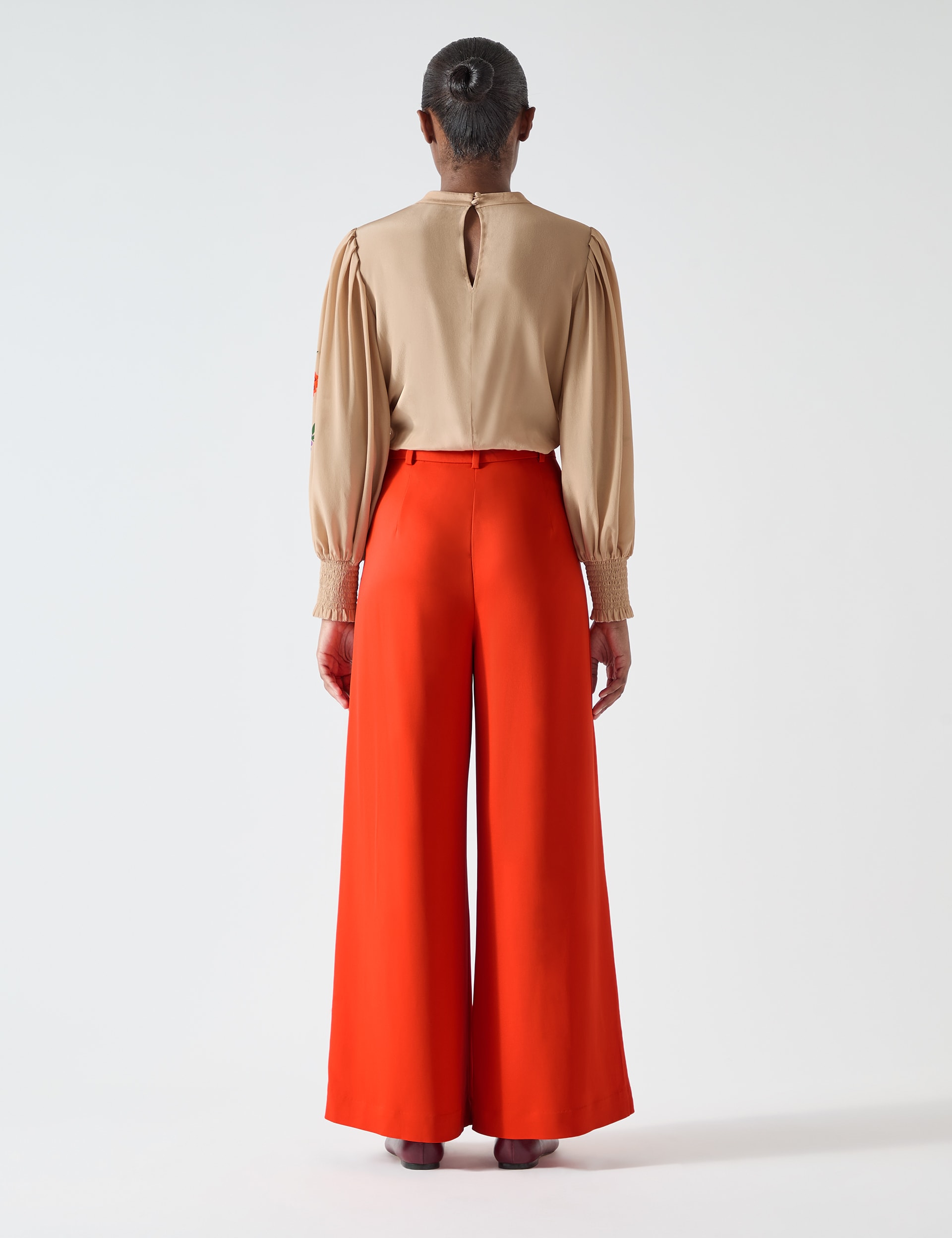 Lk Bennett Women's Pleat Front Wide Leg Trousers - 12 - Orange, Orange