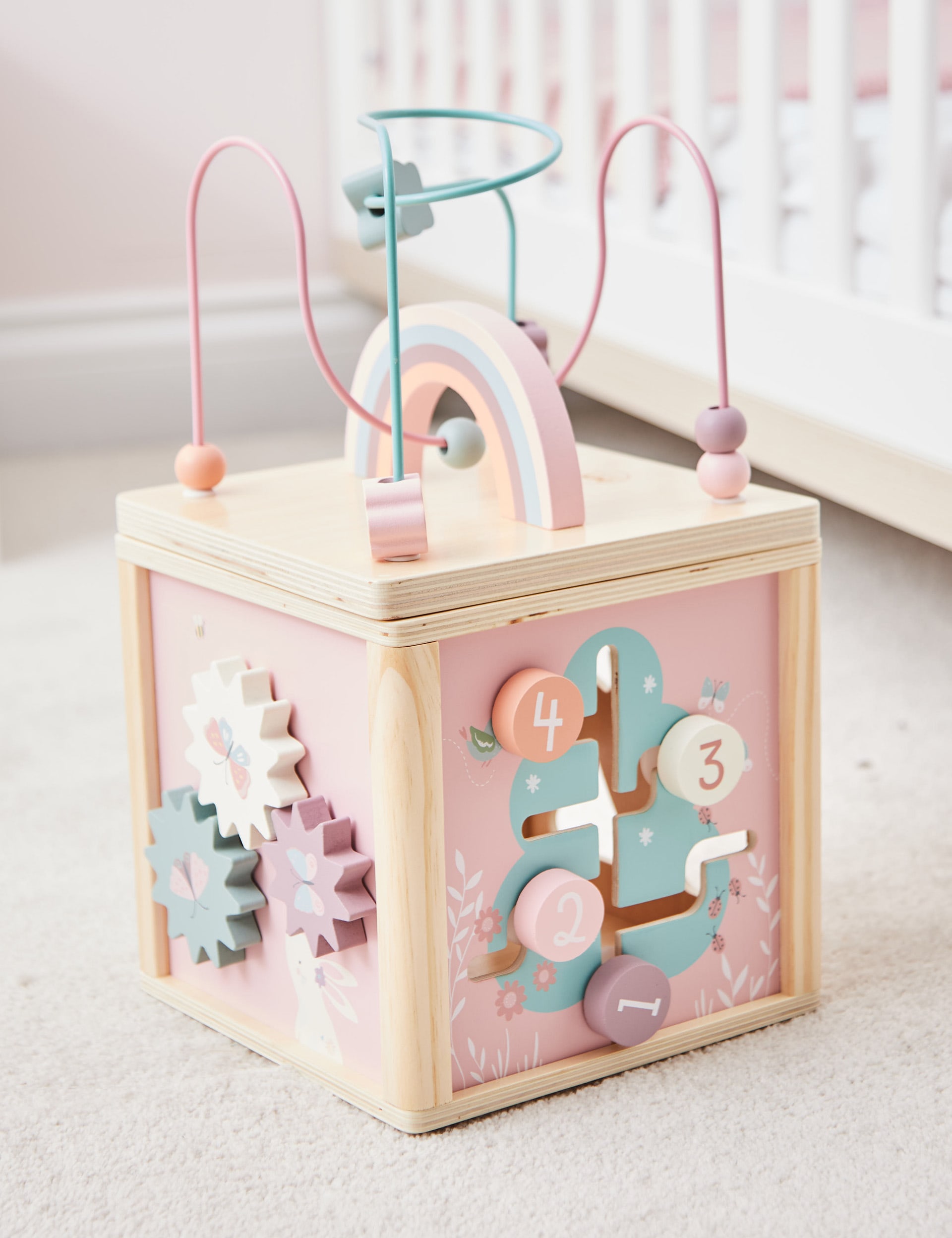 My 1St Years Personalised Pink Wooden Activity Cube, Pink