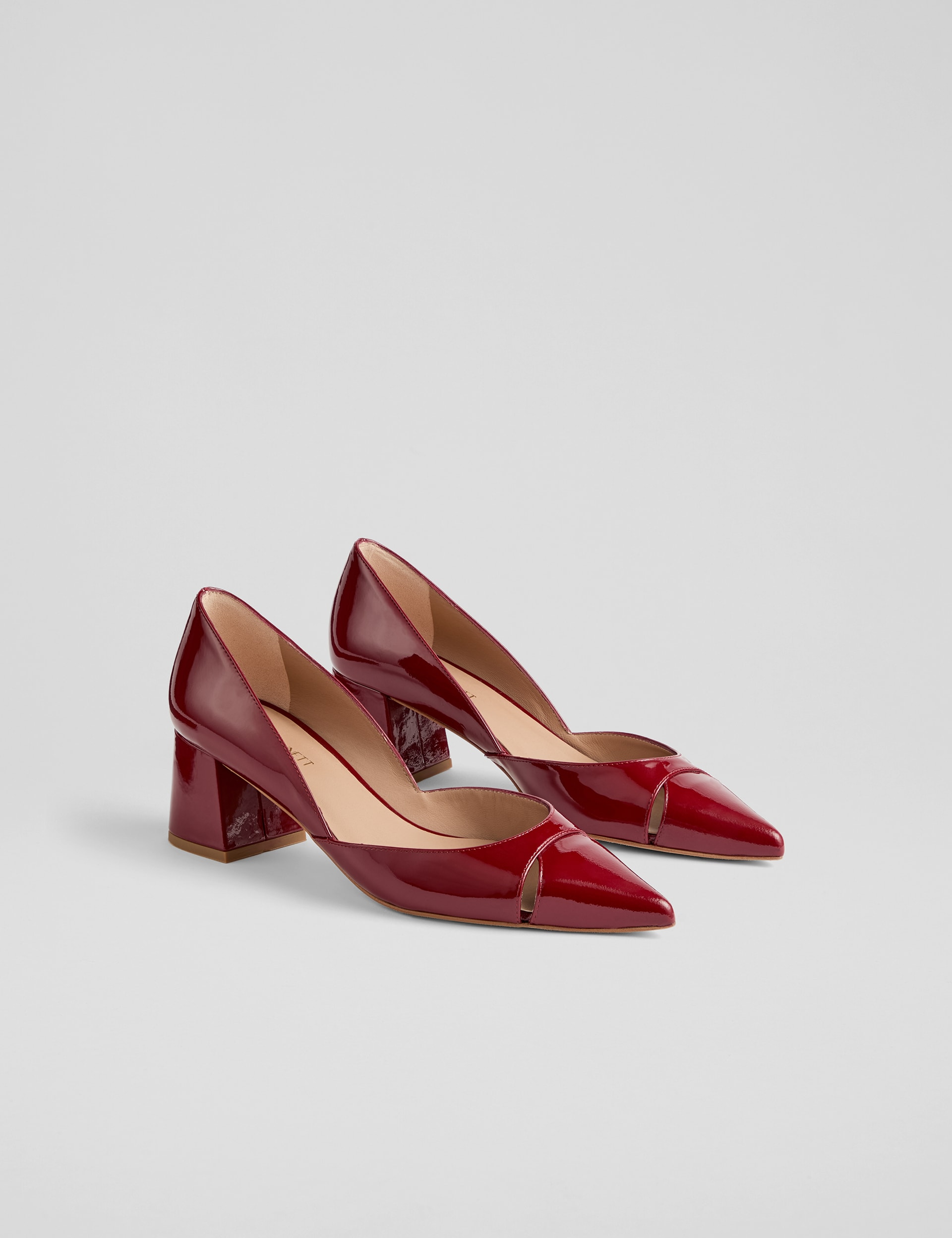 Lk Bennett Women's Patent Leather Cut Out Pointed Court Shoes - 6 - Red, Red