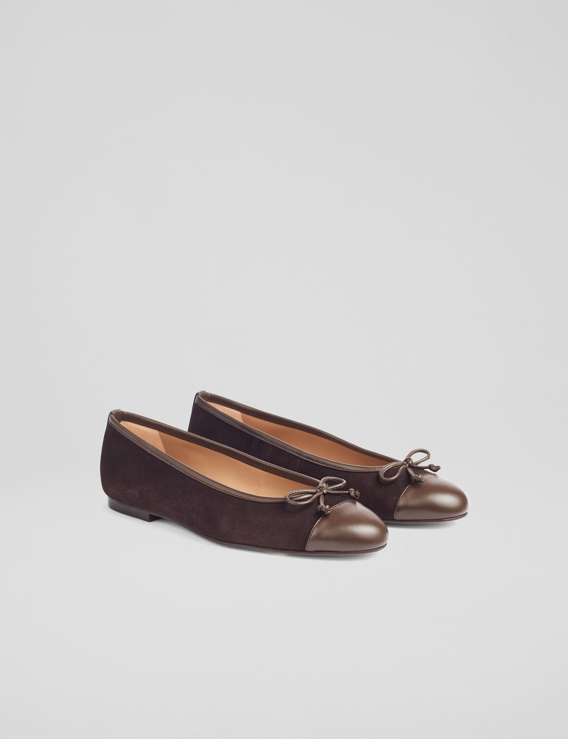 Lk Bennett Women's Suede Bow Ballet Pumps - 5 - Brown, Brown