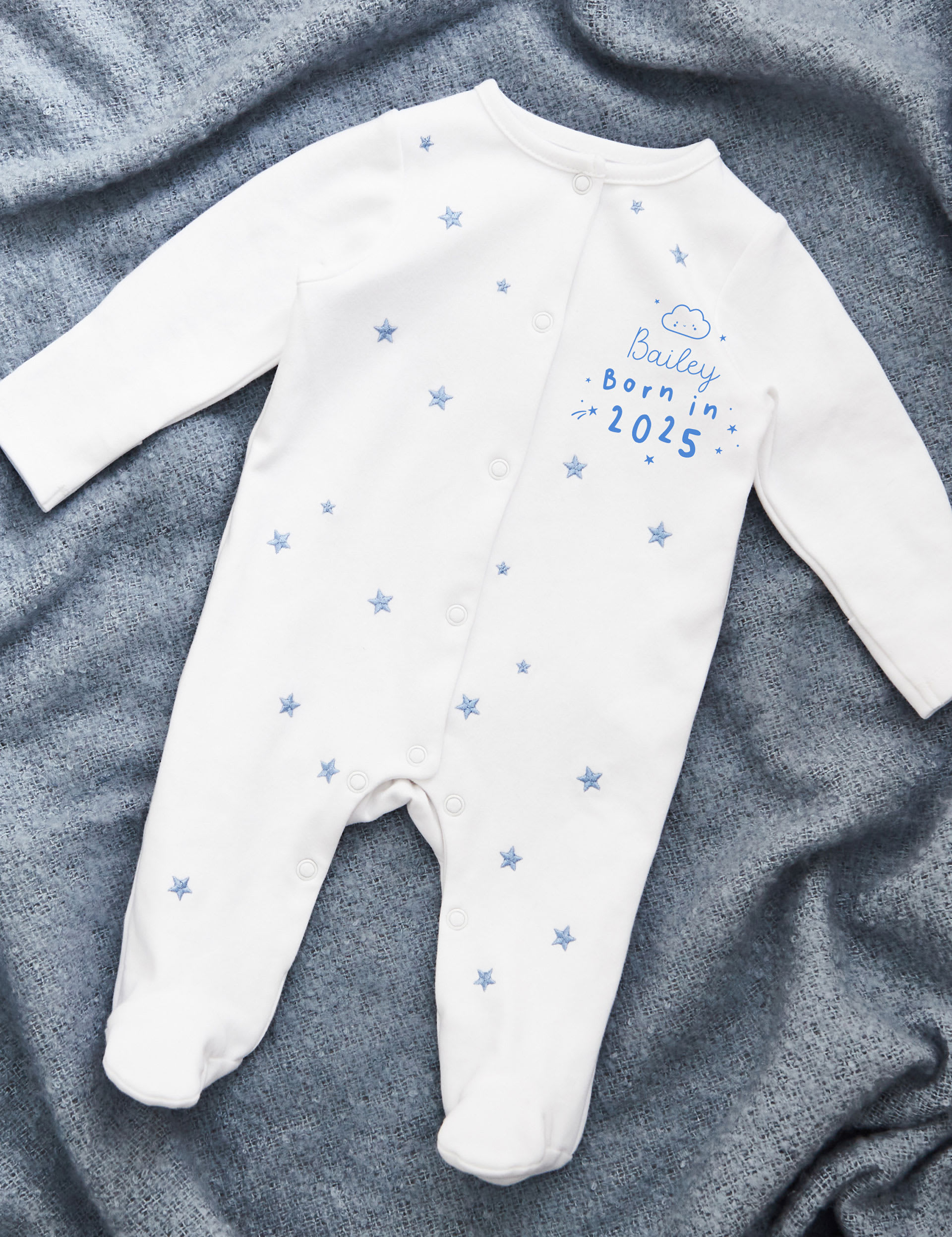 My 1St Years Personalised Pink Born in 2025 Sleepsuit - 3-6 M - Blue Mix, Blue Mix,Pink Mix