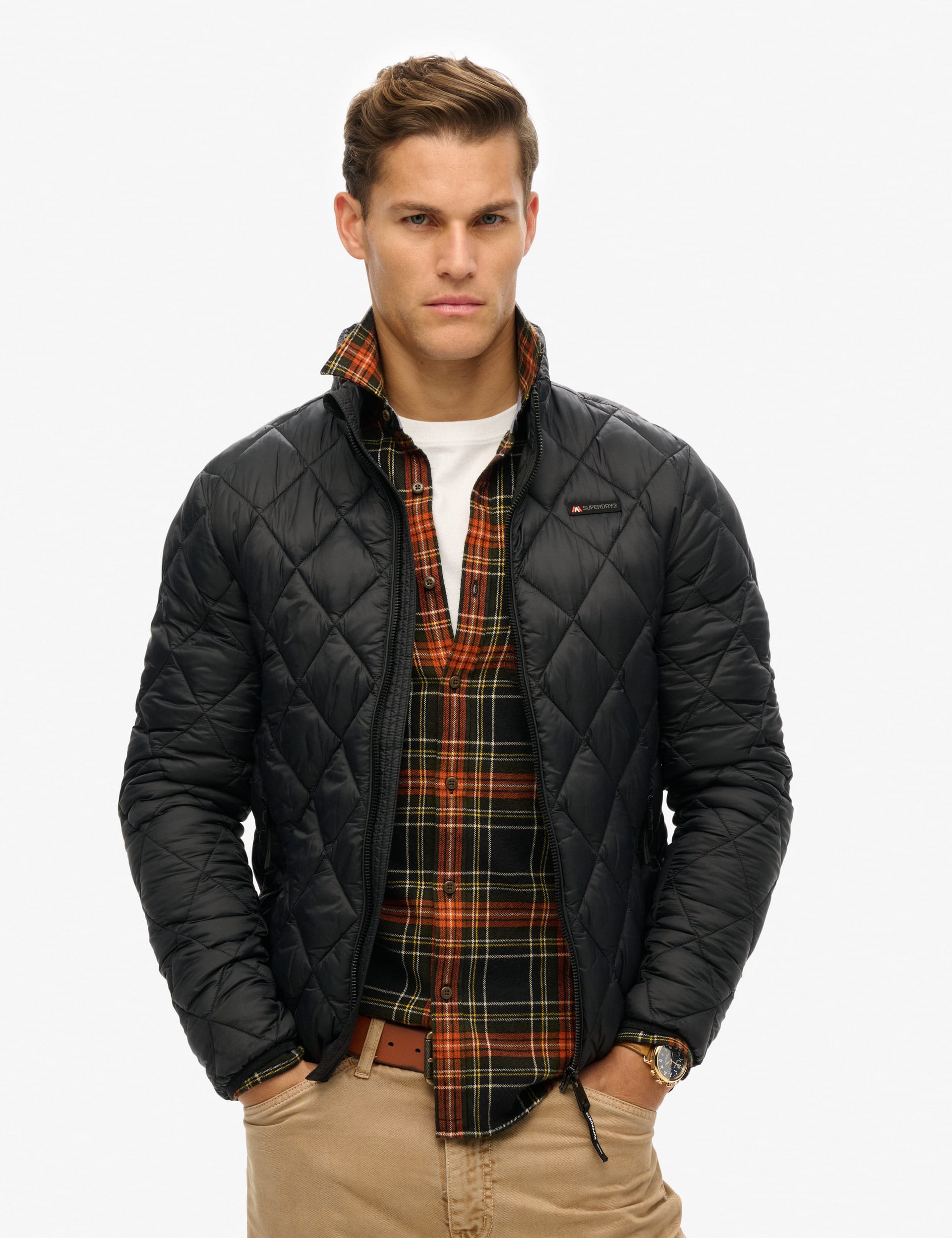 Superdry Men's Quilted Padded Puffer Jacket - M - Black, Black,Green