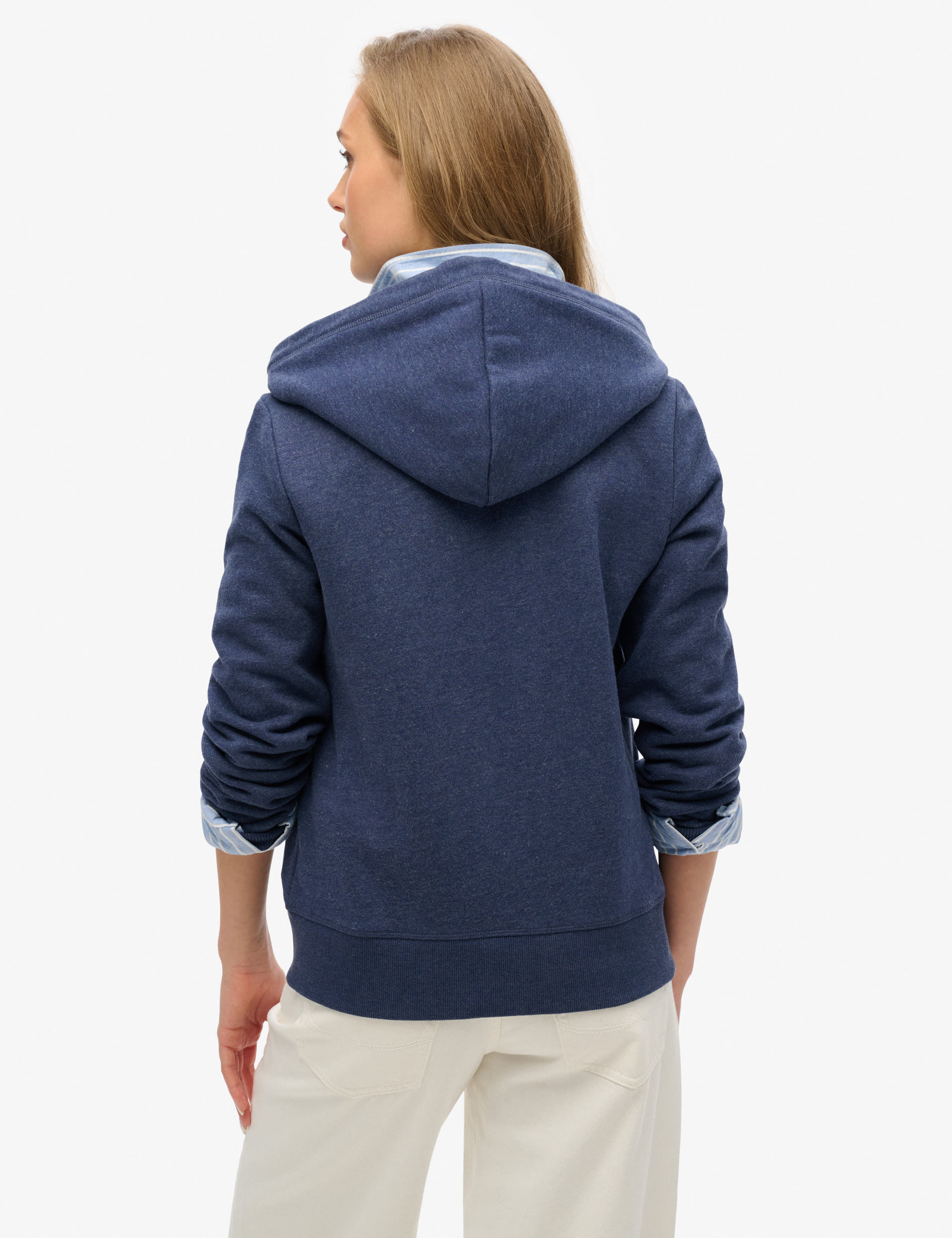 Superdry Women's Cotton Rich Logo Zip Up Hoodie - 12 - Blue, Blue