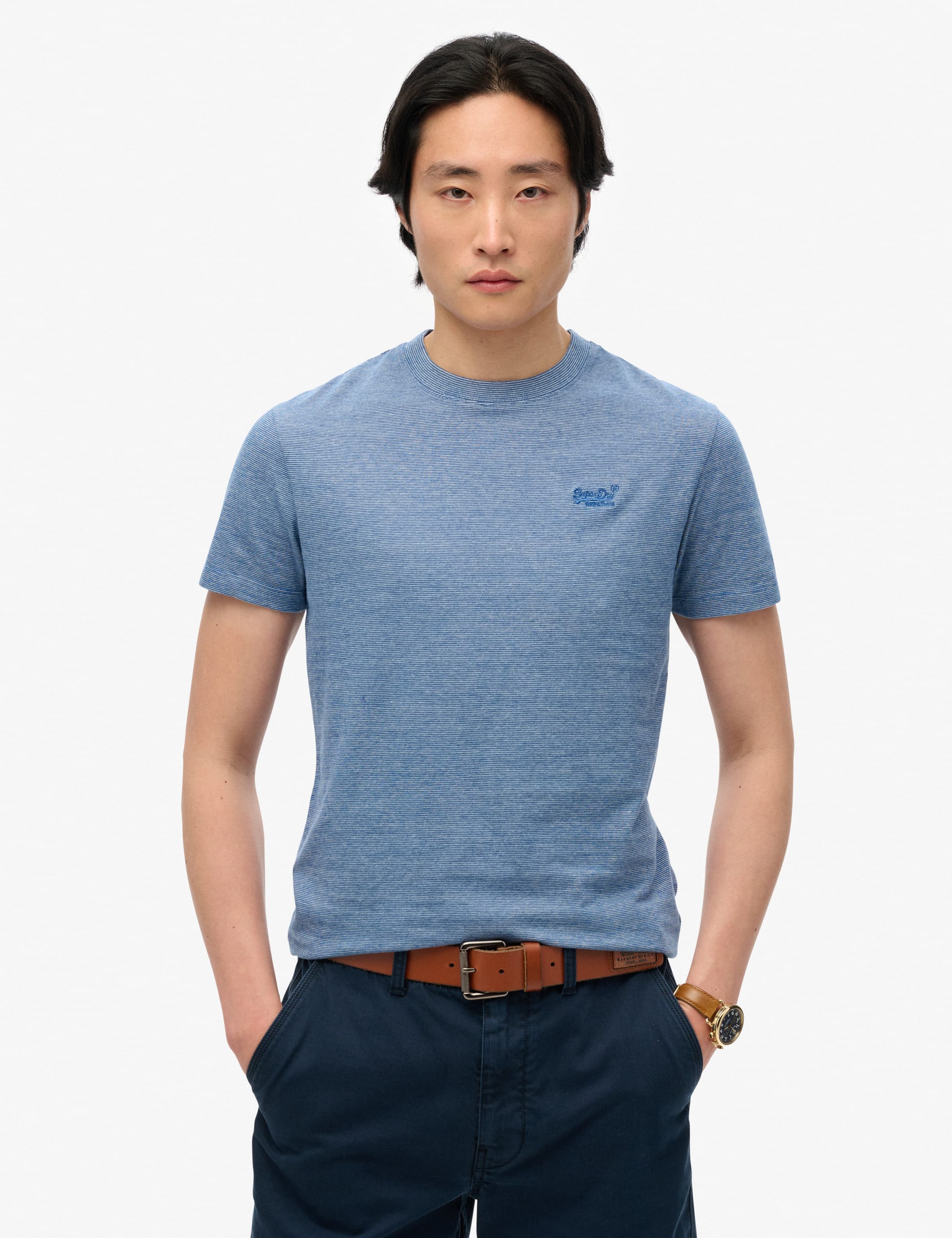 Superdry Men's Pure Cotton Embroidered T-Shirt - Blue, Blue