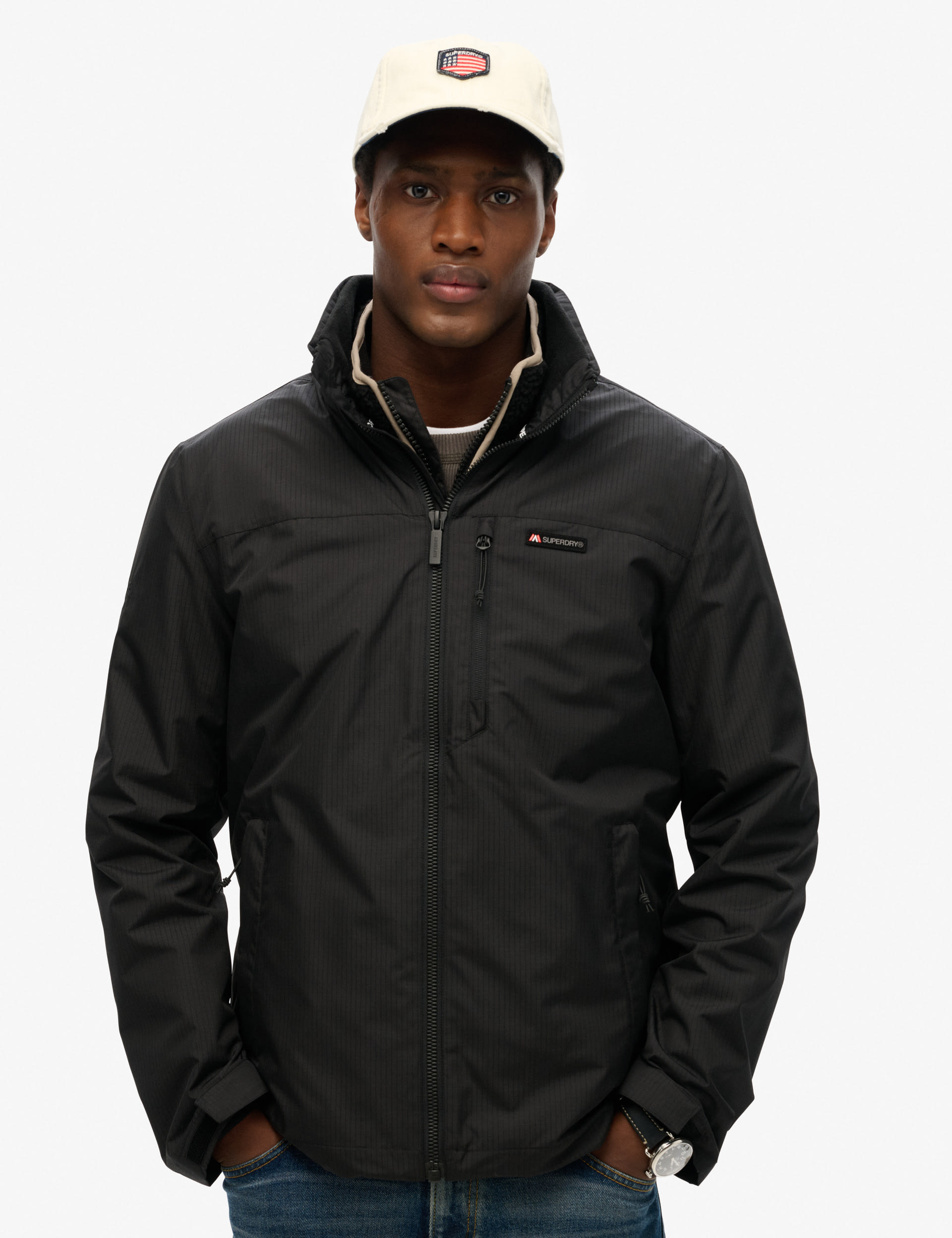 Superdry Men's Windbreaker Jacket - L - Black, Black