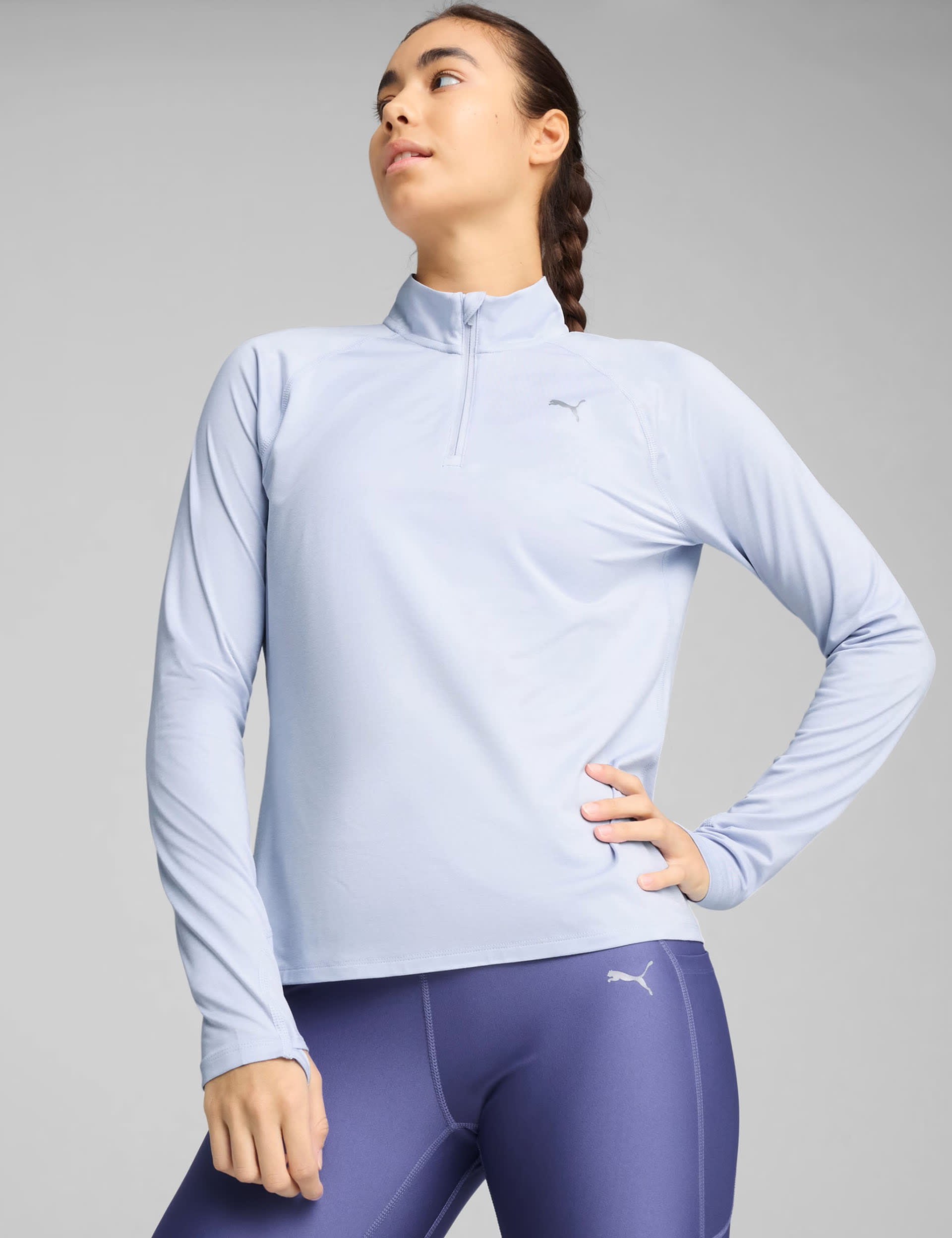 Puma Women's Velocity Cloudspun Funnel Neck Running Top - M - Lilac, Lilac