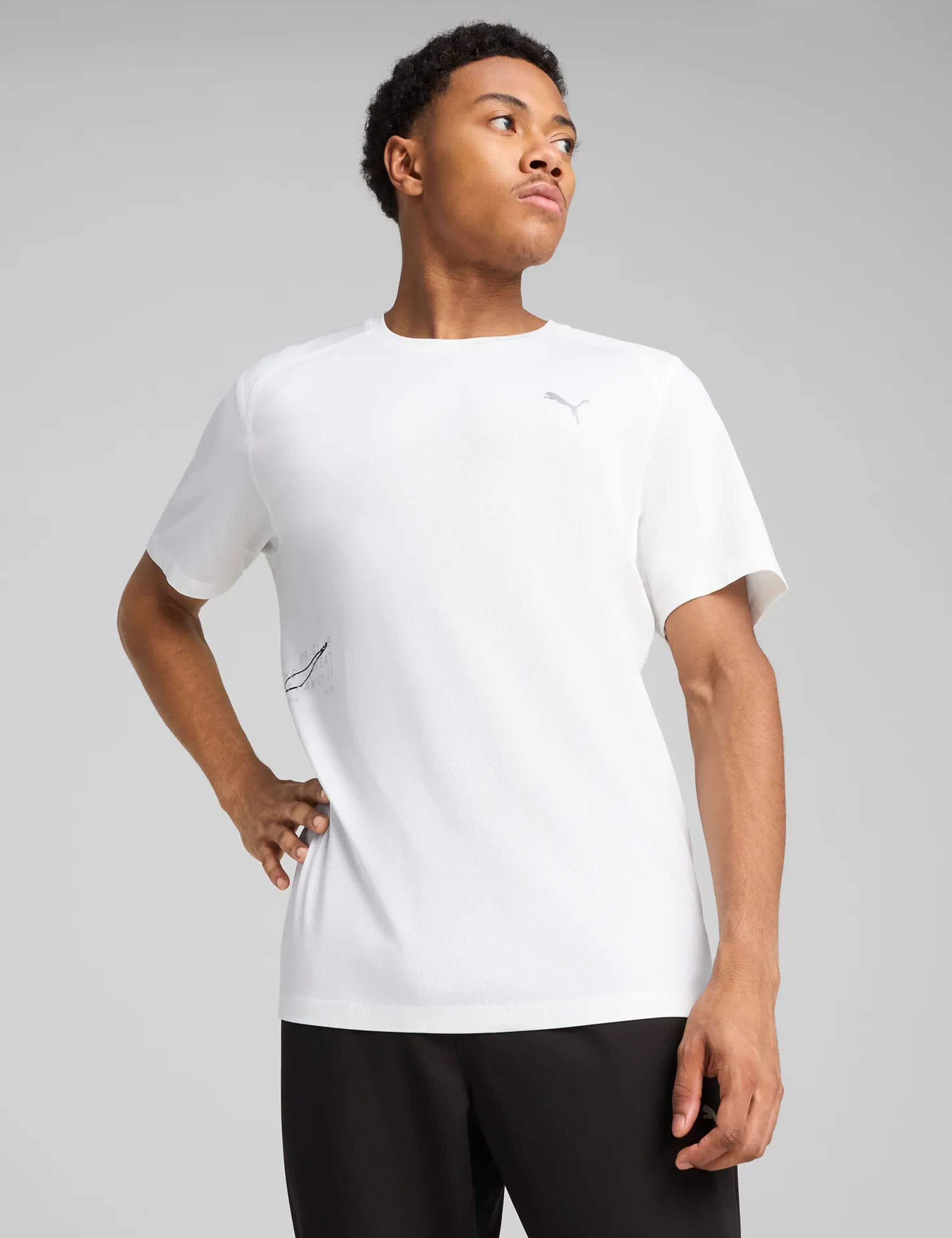 Puma Men's Run Graphic Mesh Training T-Shirt - L - White, White