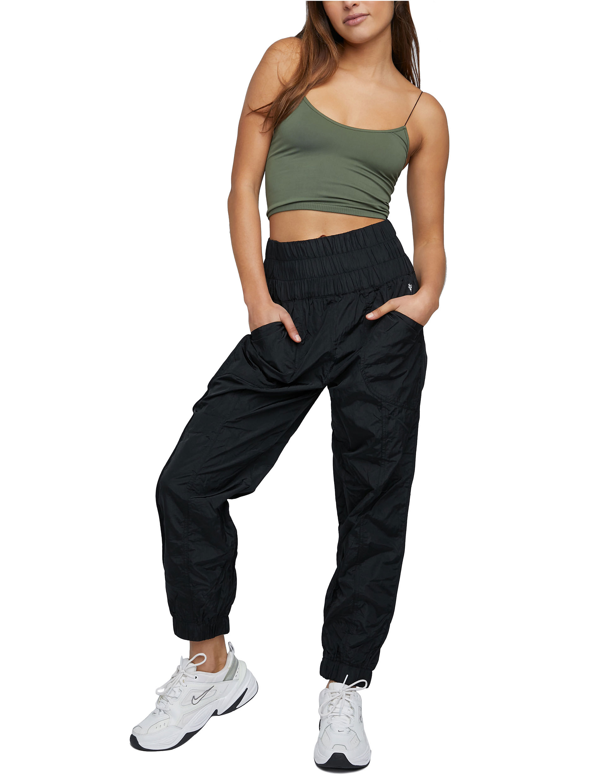 Fp Movement Women's The Way Home Cuffed High Waisted Joggers - Black, Black