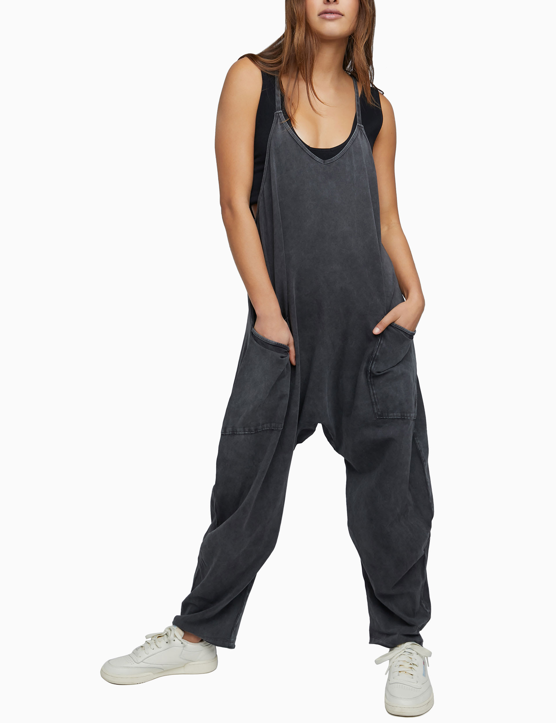 Fp Movement Women's Hot Shot Cotton Rich Relaxed Dungarees - Black, Black