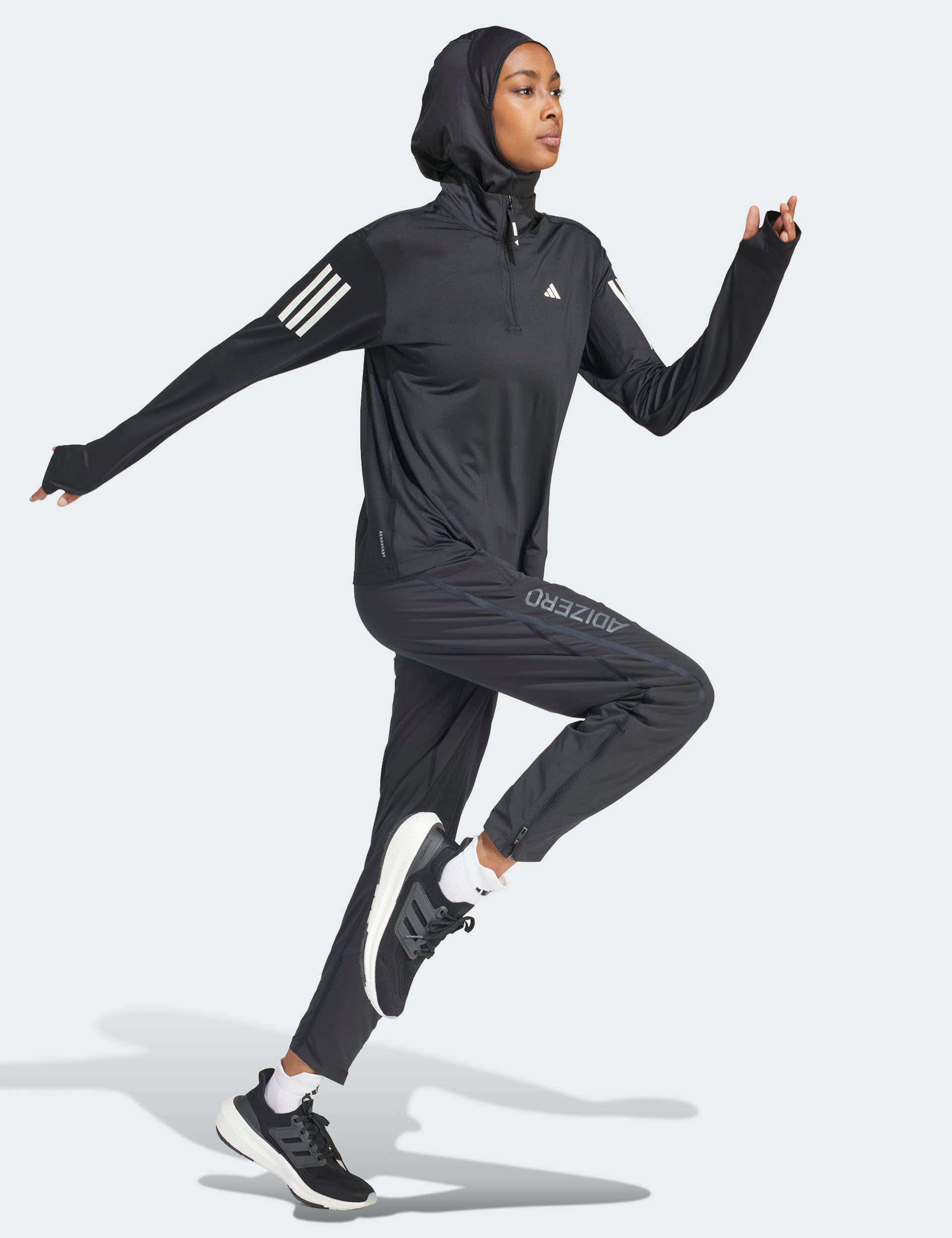 Adidas Women's Own The Run Funnel Neck Half Zip Sweatshirt - Black, Black