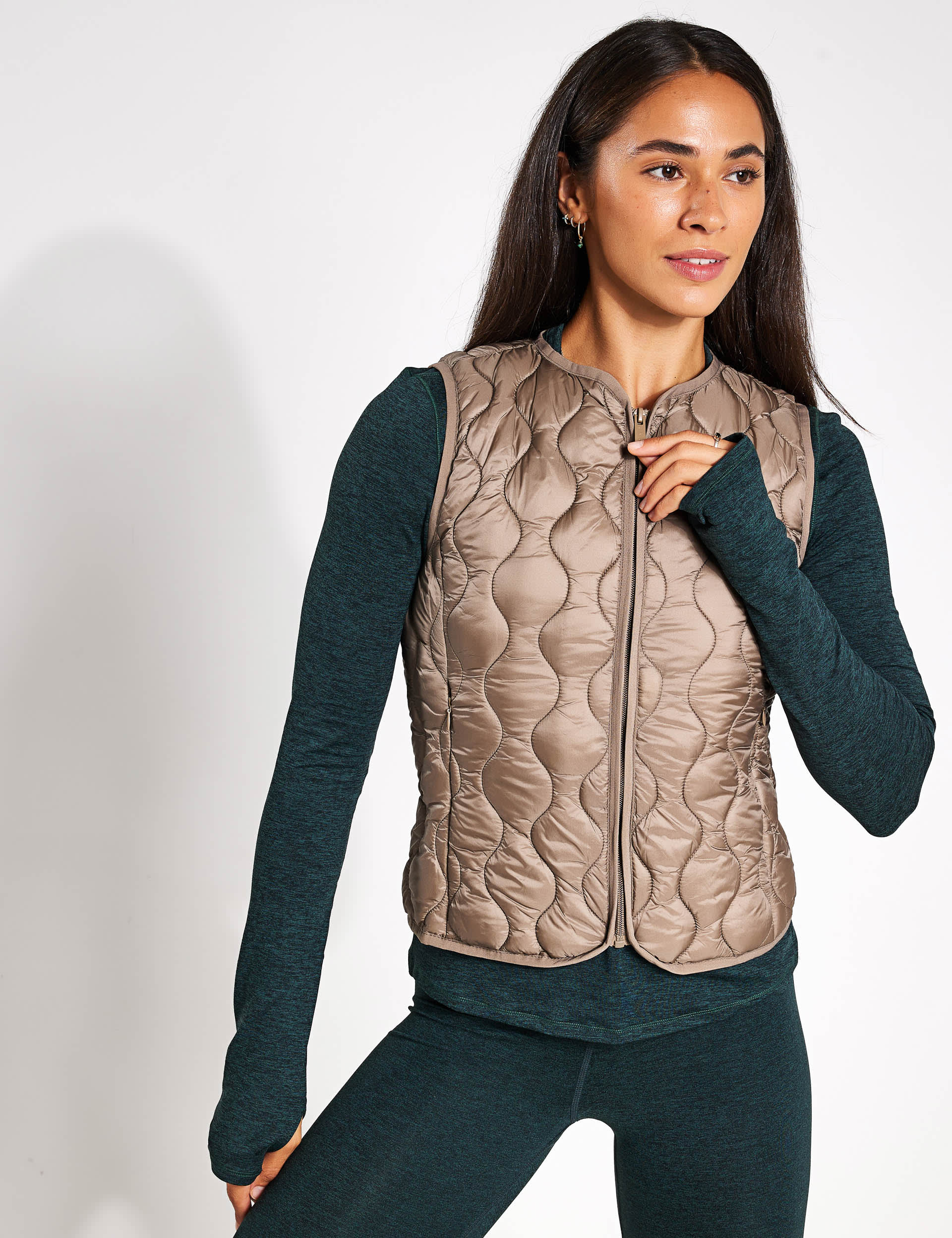 Born Women's Kenal Quilted Collarless Gilet - M - Brown, Blue,Brown