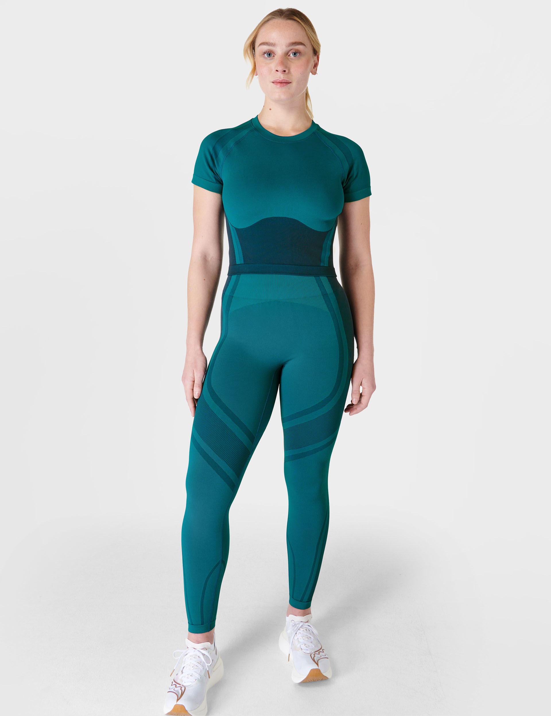 Sweaty Betty Women's Silhouette Sculpt Seamless Crew Neck Top - Teal Green, Teal Green