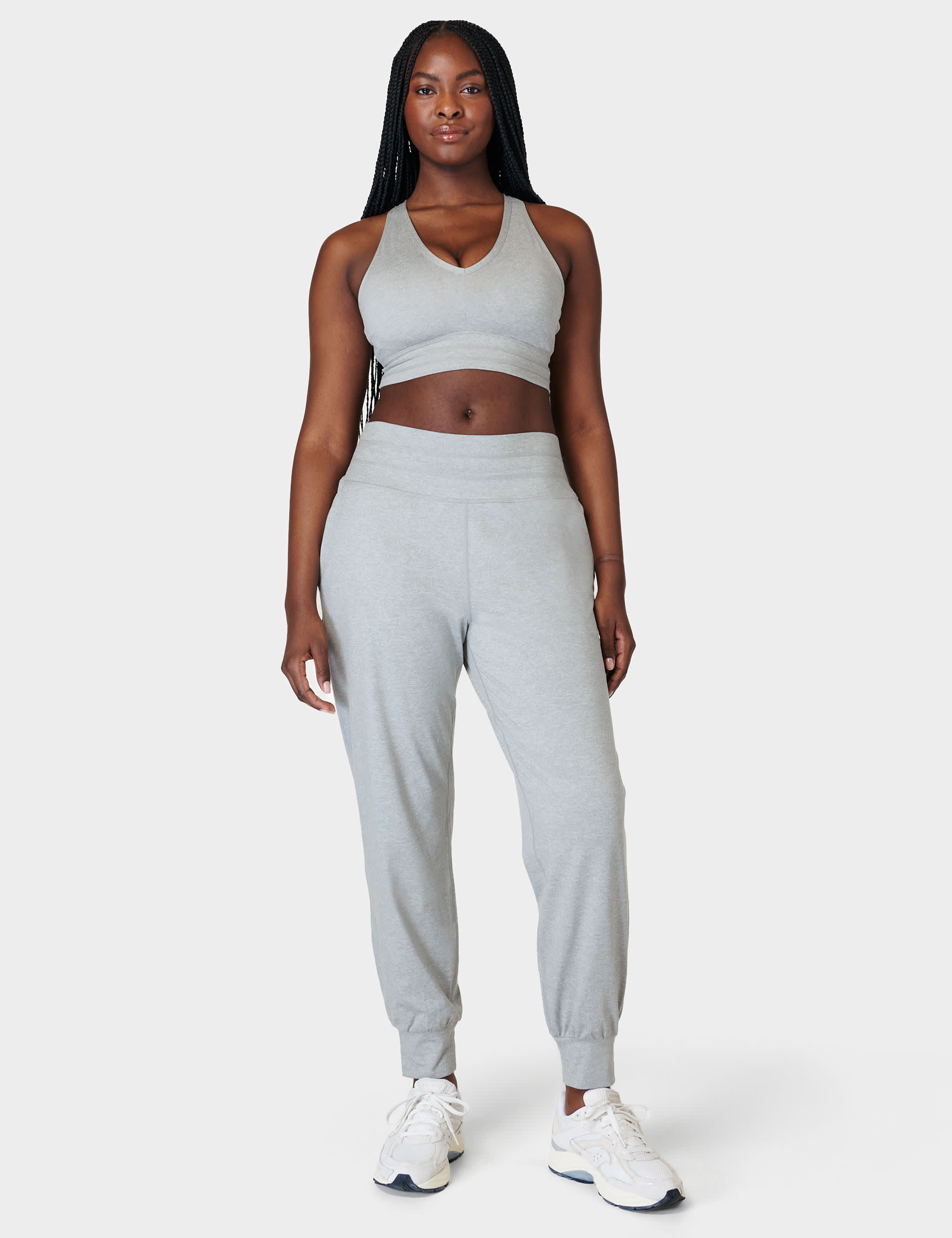 Sweaty Betty Women's Gaia Cuffed High Waisted Yoga Joggers - M - Medium Grey Mix, Black,Medium Grey 