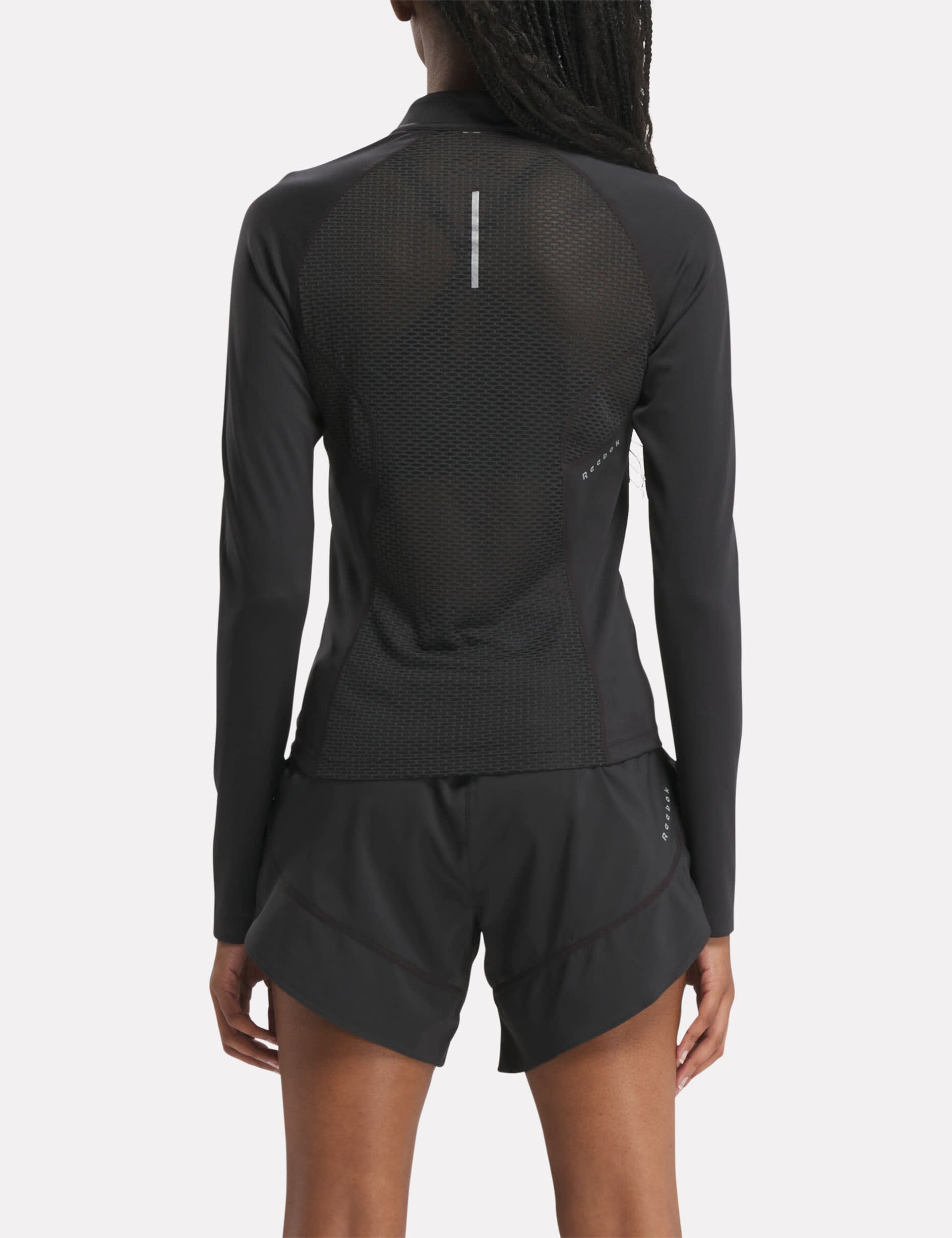 Reebok Women's Funnel Neck Fitted Running Top - M - Black, Black