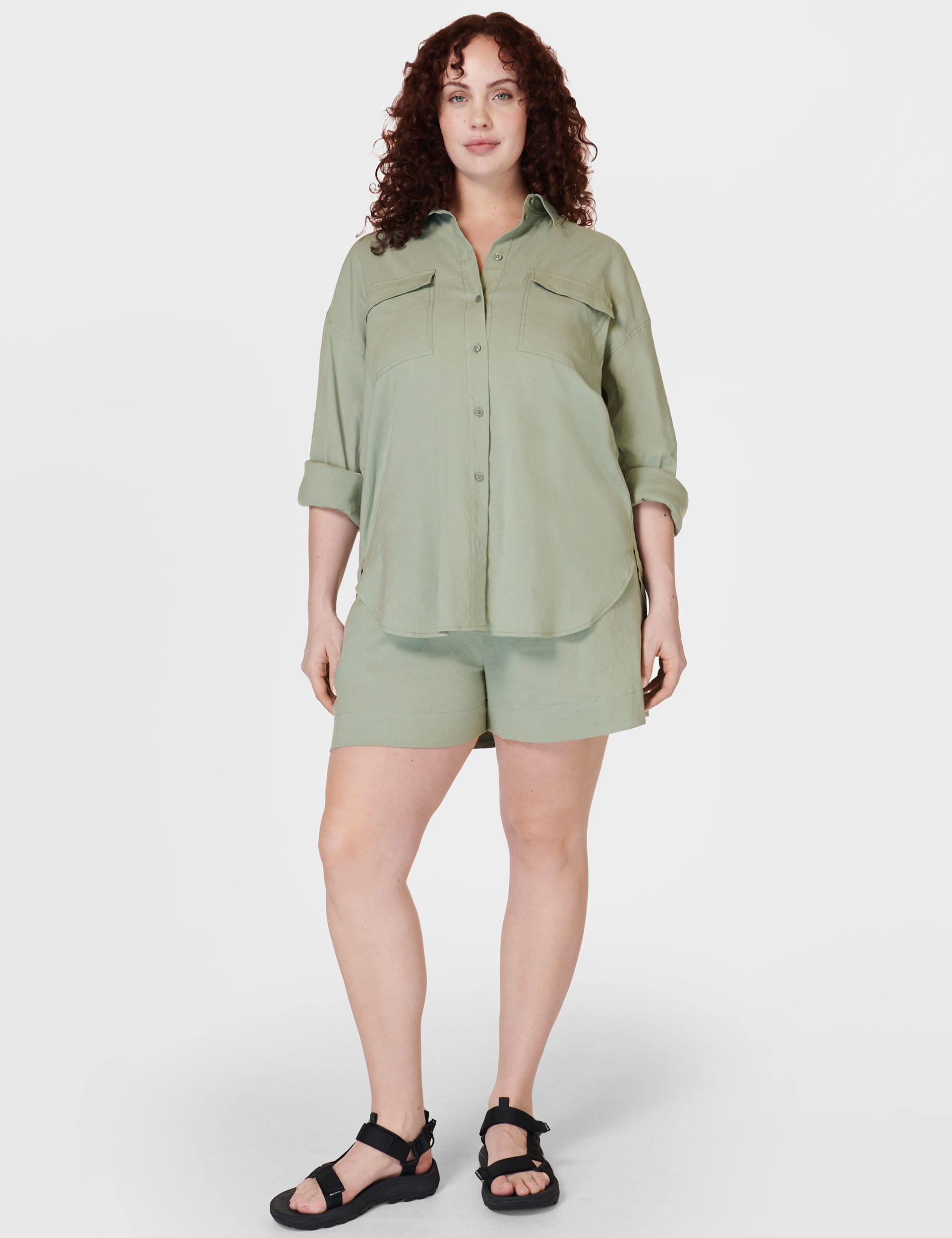 Sweaty Betty Women's Summer Stretch Linen Rich Utility Shirt - Jade, Jade