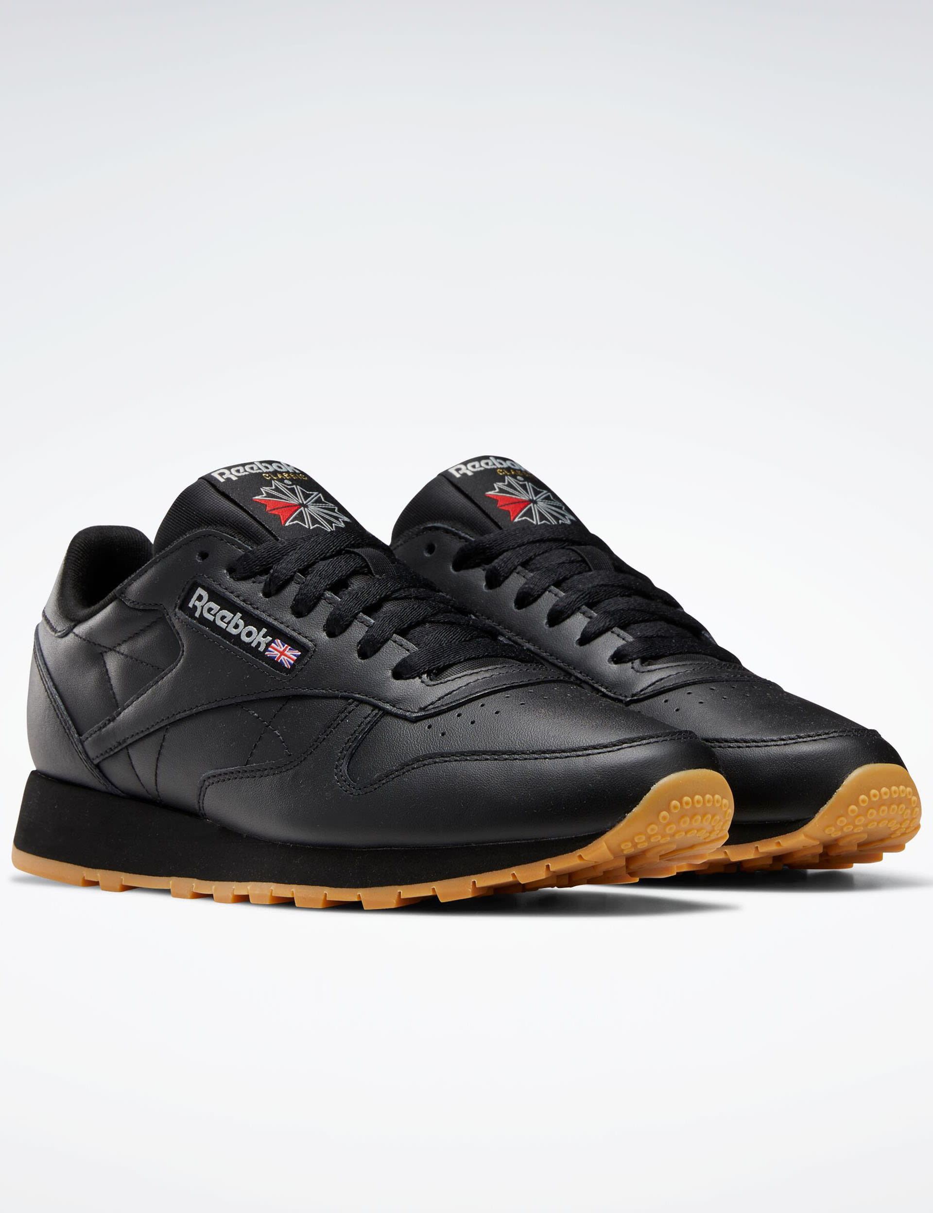 Reebok Men's Classic Leather Trainers - 10 - Black, White,Black,Black/Black