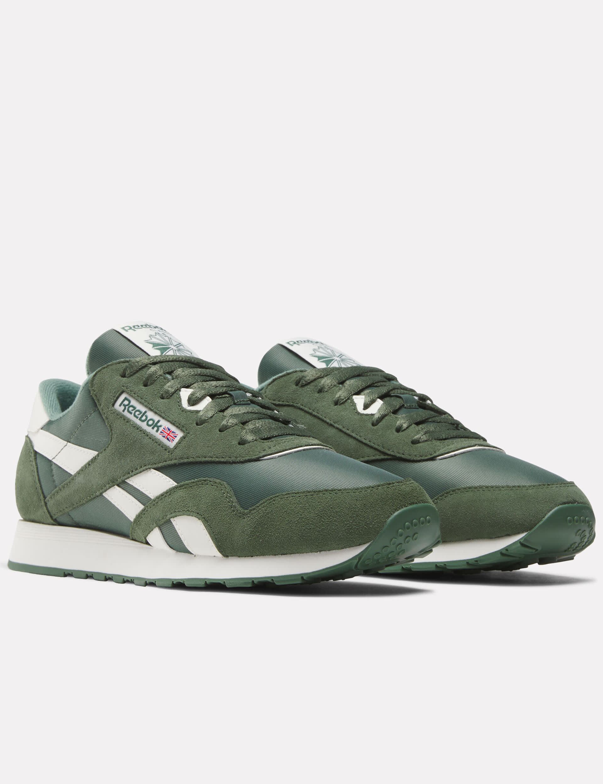 Reebok Men's Classic Nylon Suede Trainers - 7 - Dark Green Mix, Dark Green Mix