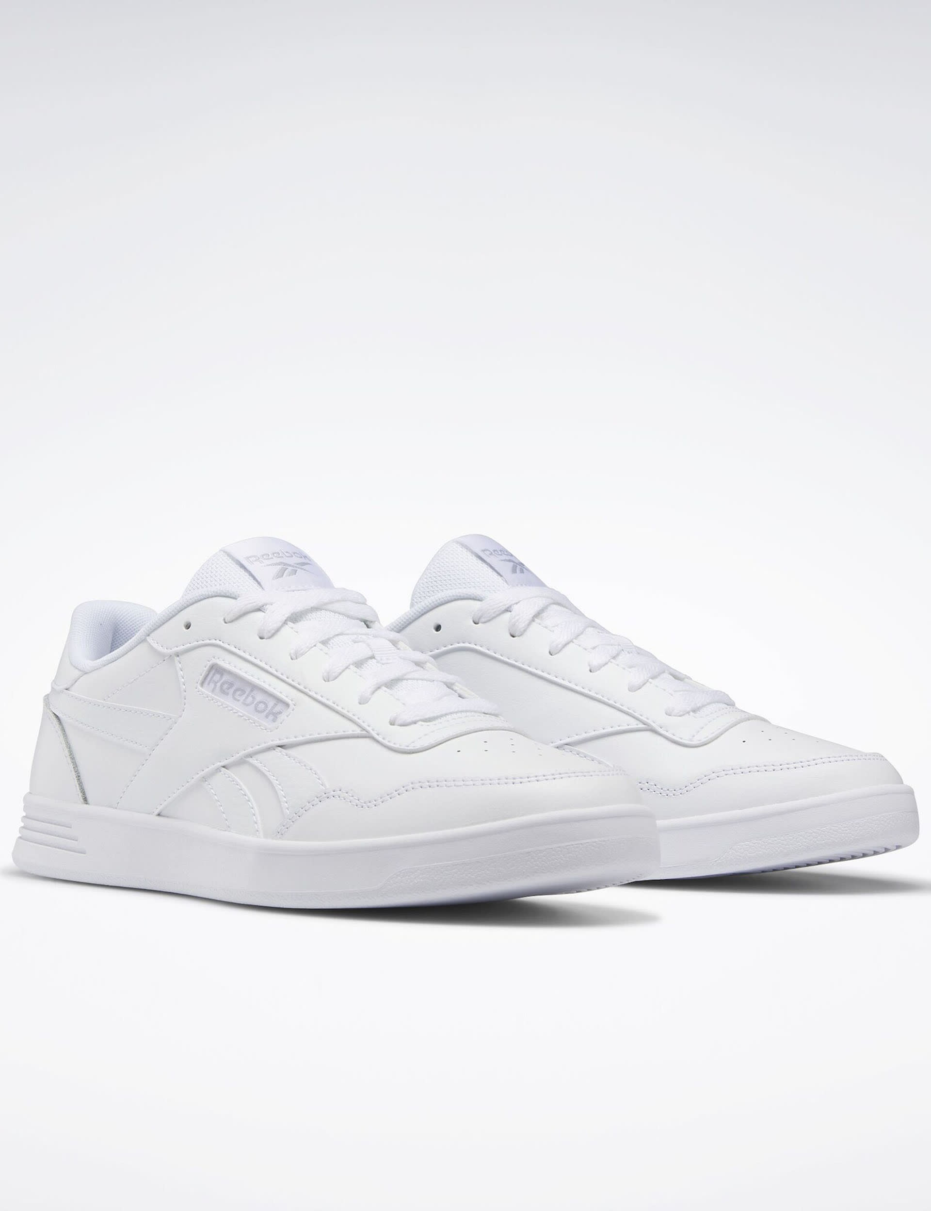 Reebok Men's Court Advance Leather Trainers - 8 - Soft White, Black,Soft White,White