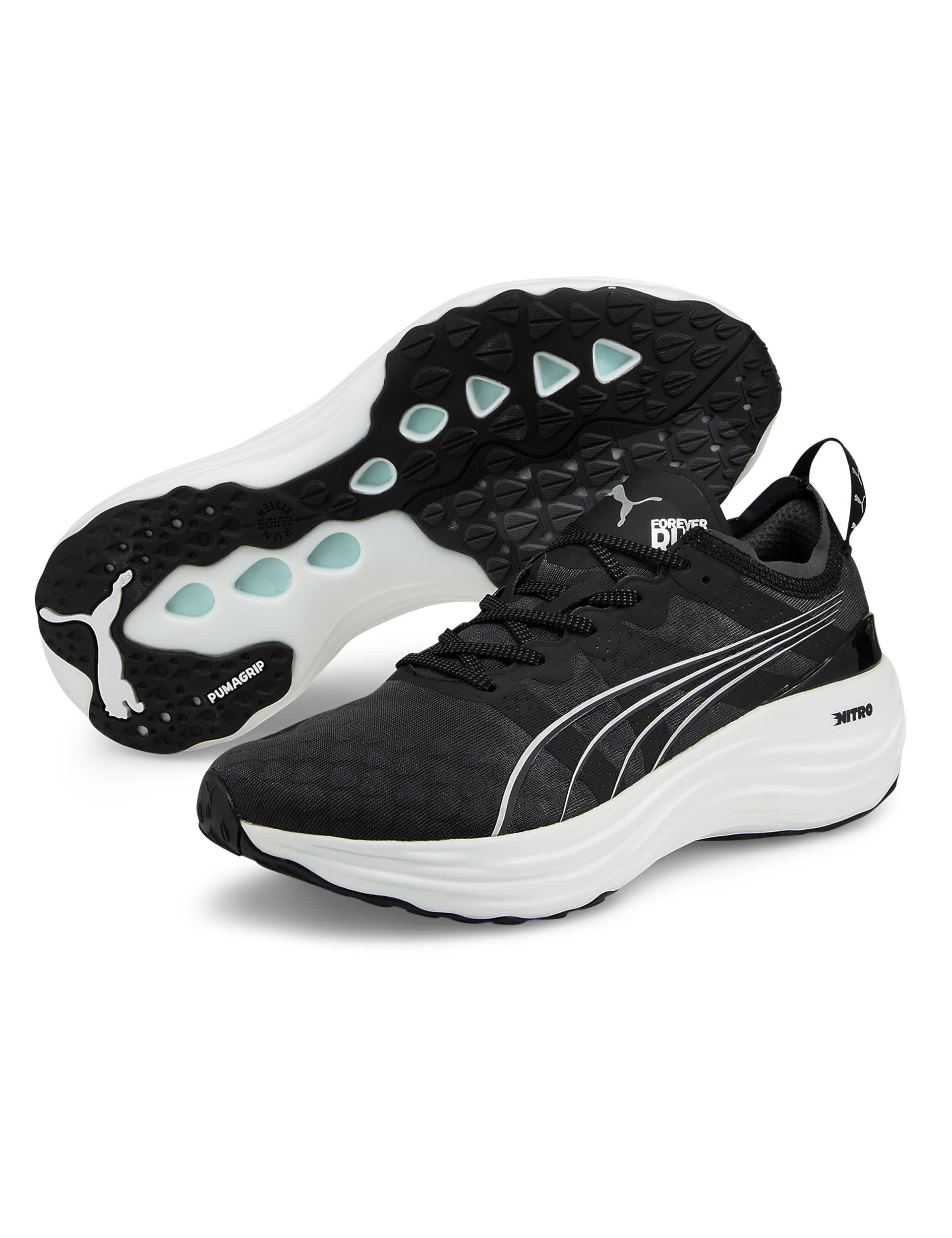 Puma Men's ForeverRun NITRO Running Trainers - 9 - Black, Black Mix,Black