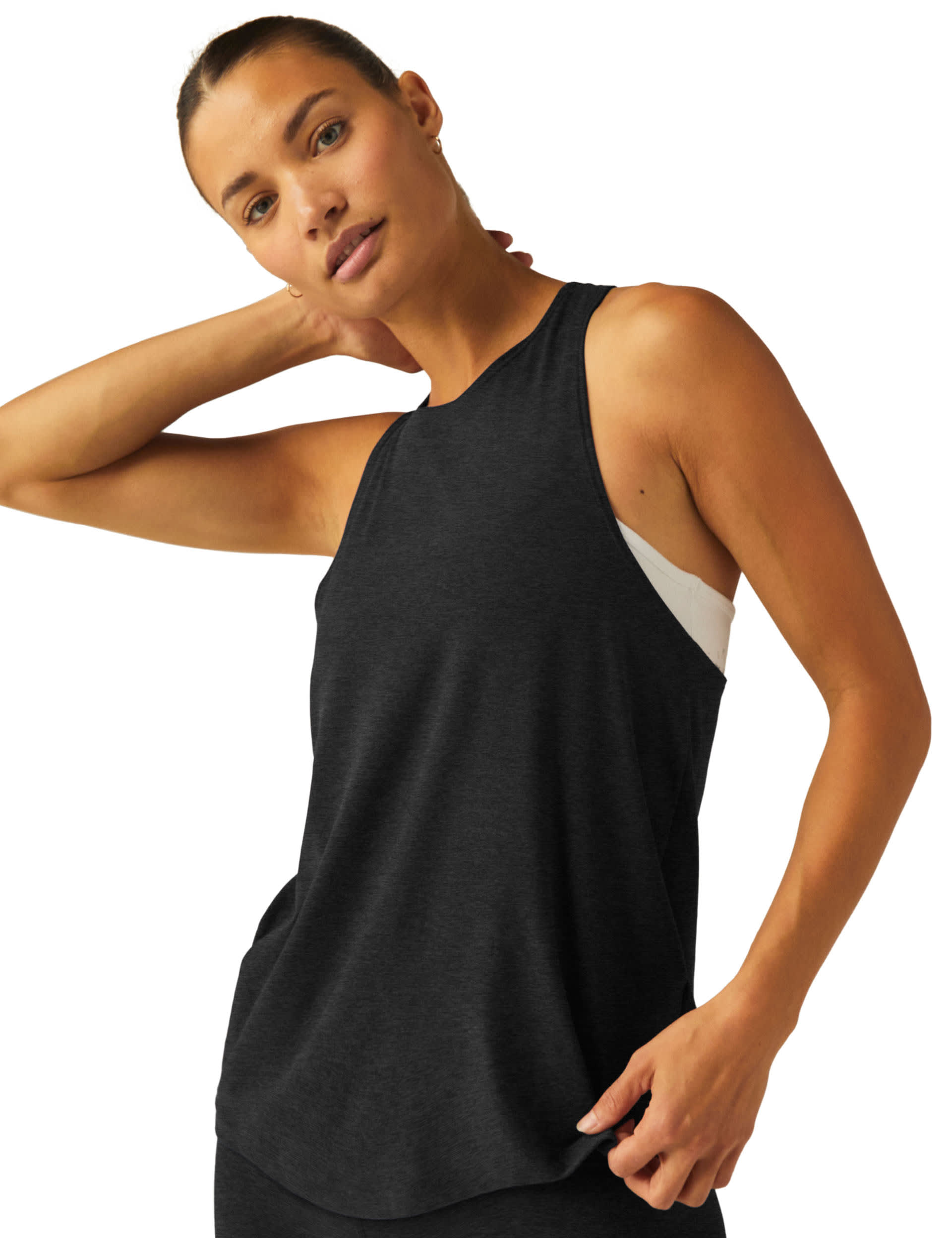 Beyond Yoga Women's Featherweight Captivate Cutout Vest Top - L - Black, Black,Dark Navy