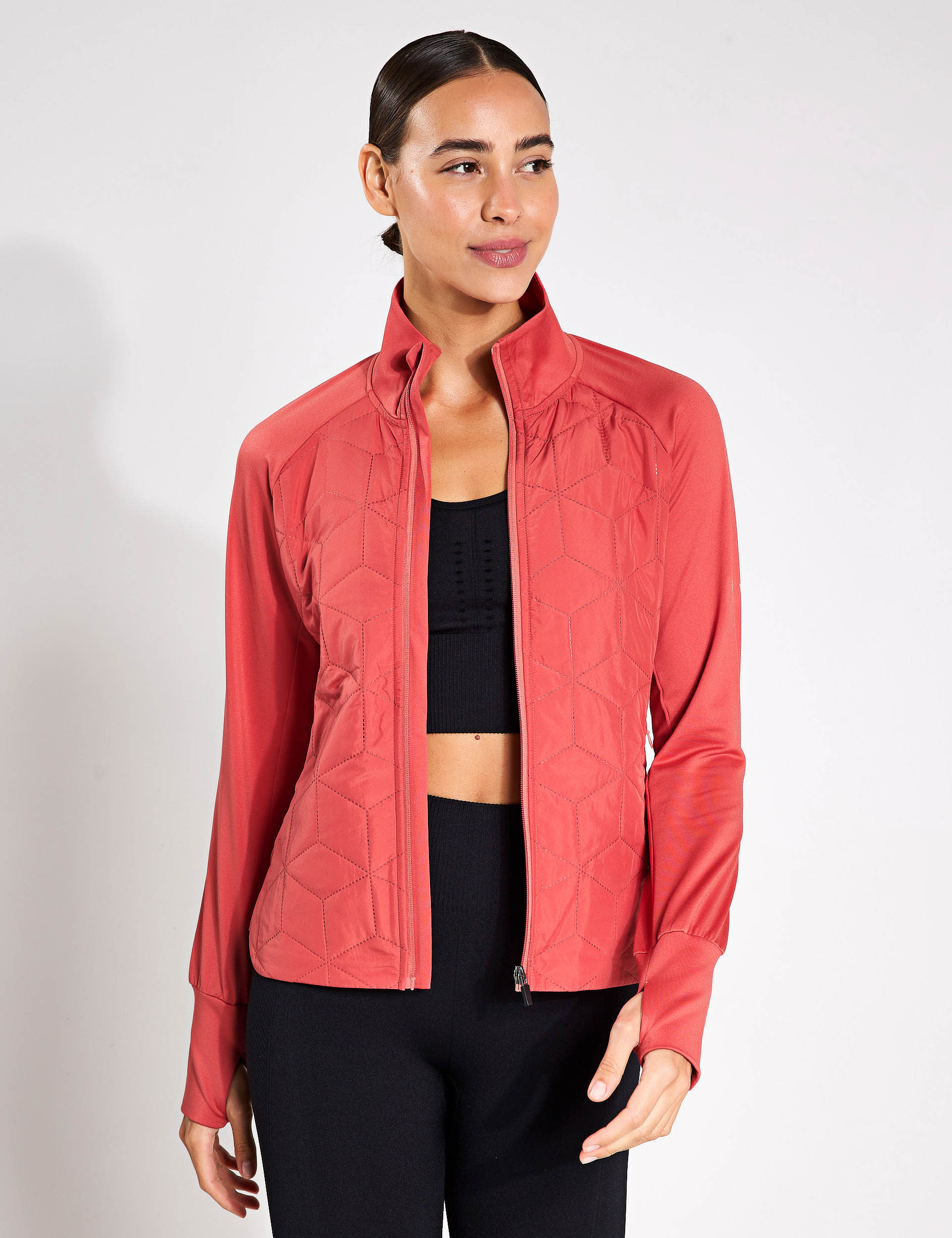 Born Women's Revna Quilted Funnel Neck Sports Jacket - Coral, Coral