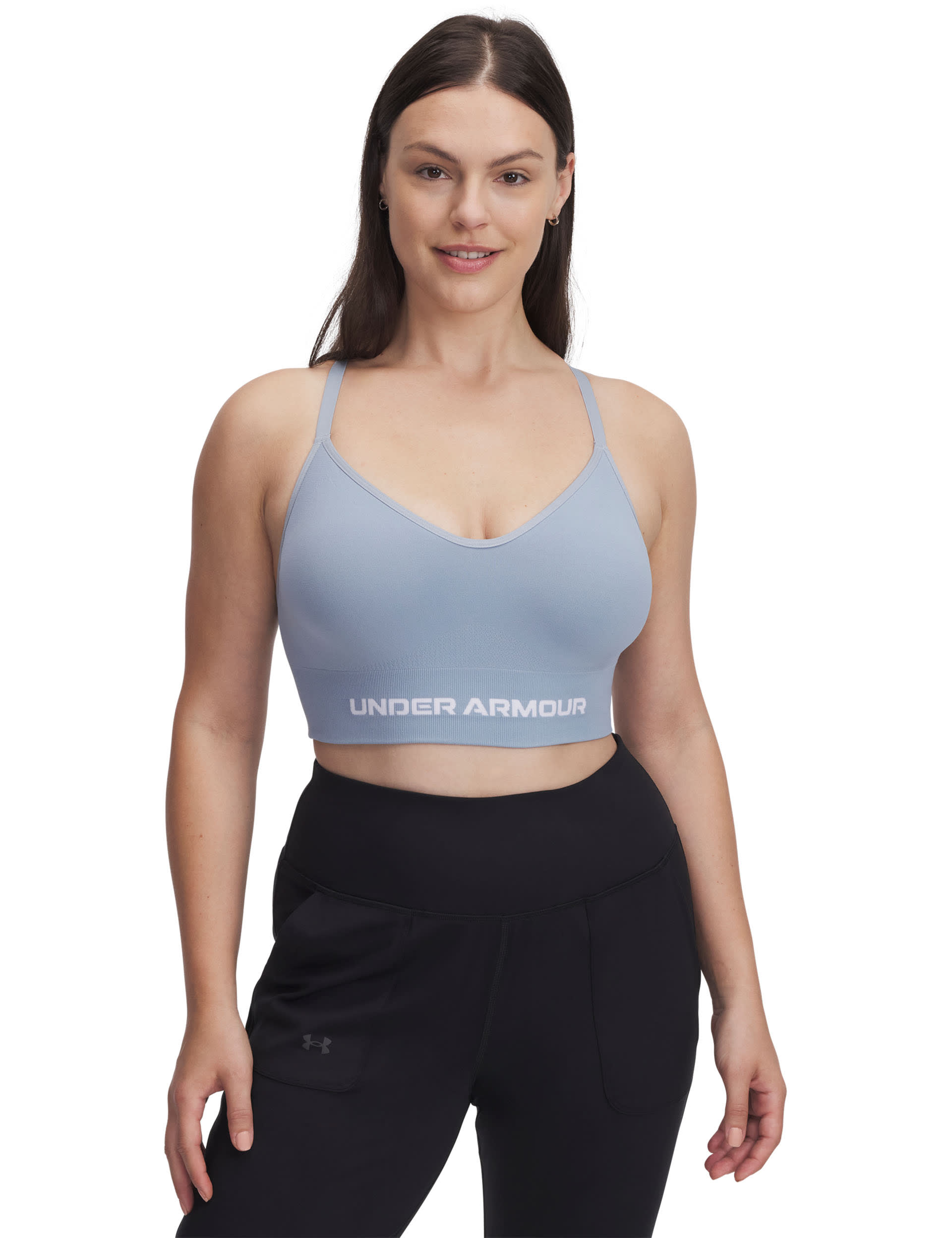 Under Armour Women's Vanish Seamless Sports Bra - Light Blue, White,Black,Light Blue