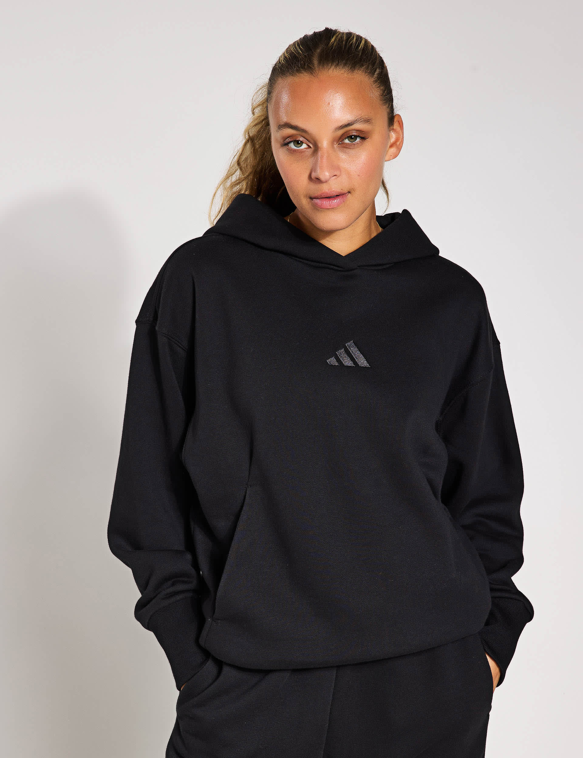 Adidas Women's All SZN Cotton Rich Fleece Relaxed Hoodie - Black, Soft Pink,Black